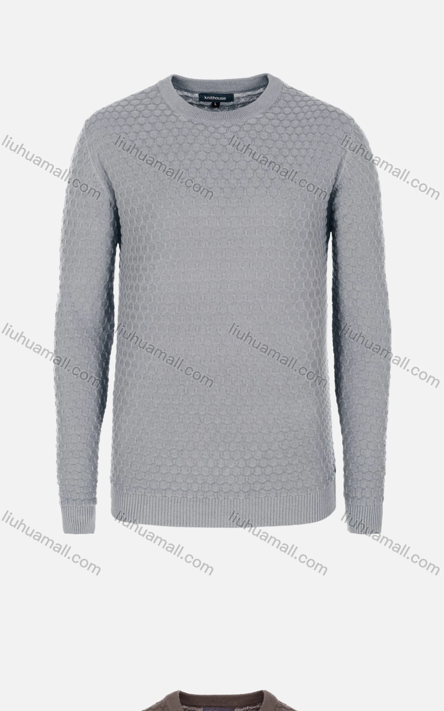 Wholesale Men's Casual Slim Fit V Neck Honeycomb Plain Knit Wool Blend Sweater 8905# - Liuhuamall