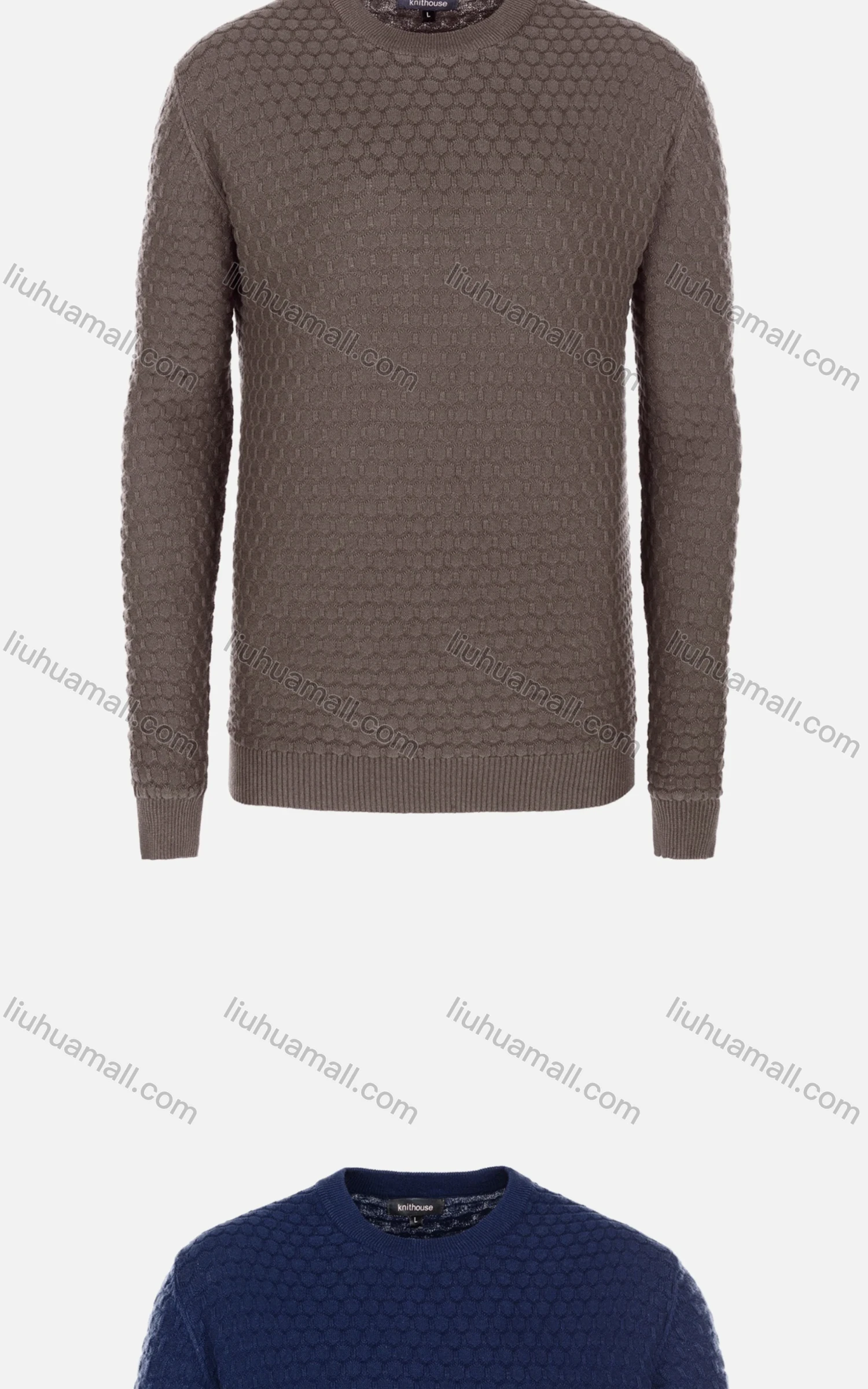 Wholesale Men's Casual Slim Fit V Neck Honeycomb Plain Knit Wool Blend Sweater 8905# - Liuhuamall