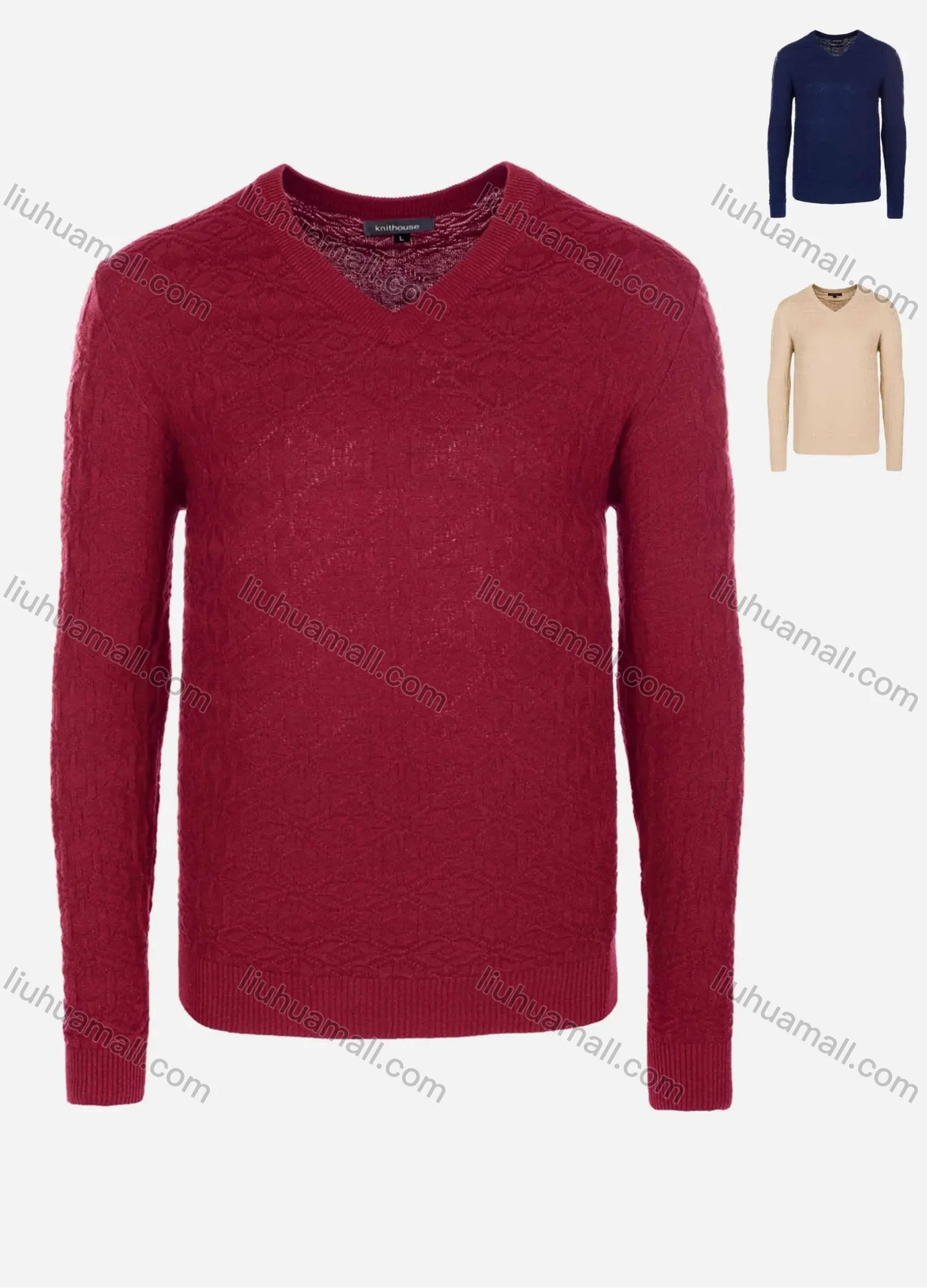 Wholesale Men's Casual Slim Fit V Neck Long Sleeve Plain Knit Wool Blend Sweater 8908# - Liuhuamall