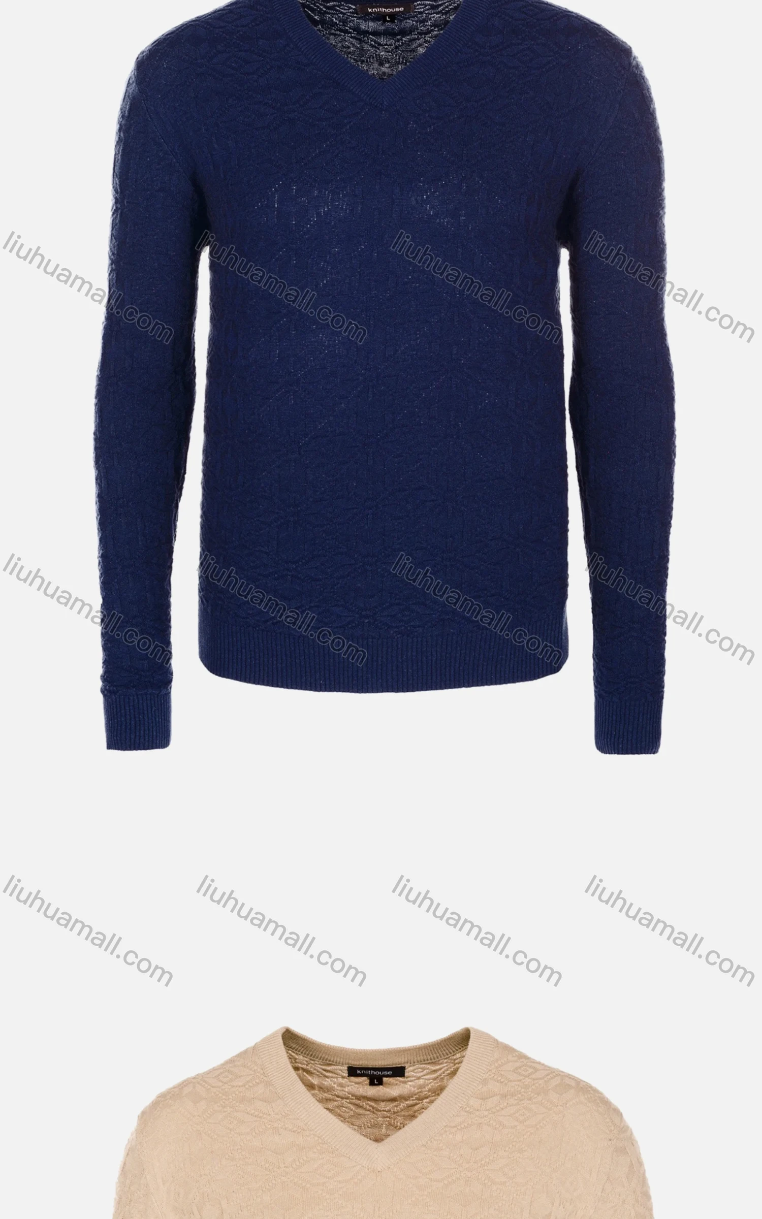 Wholesale Men's Casual Slim Fit V Neck Long Sleeve Plain Knit Wool Blend Sweater 8908# - Liuhuamall