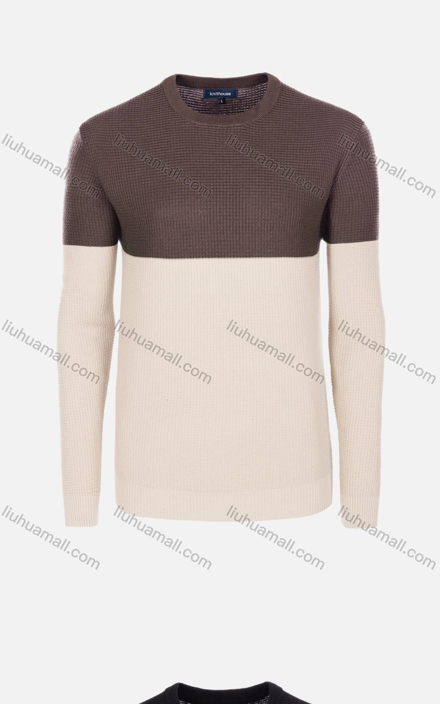 Wholesale Men's Casual Slim Fit Crew Neck Long Sleeve Colorblock Knit Wool Blend Sweater 8912# - Liuhuamall