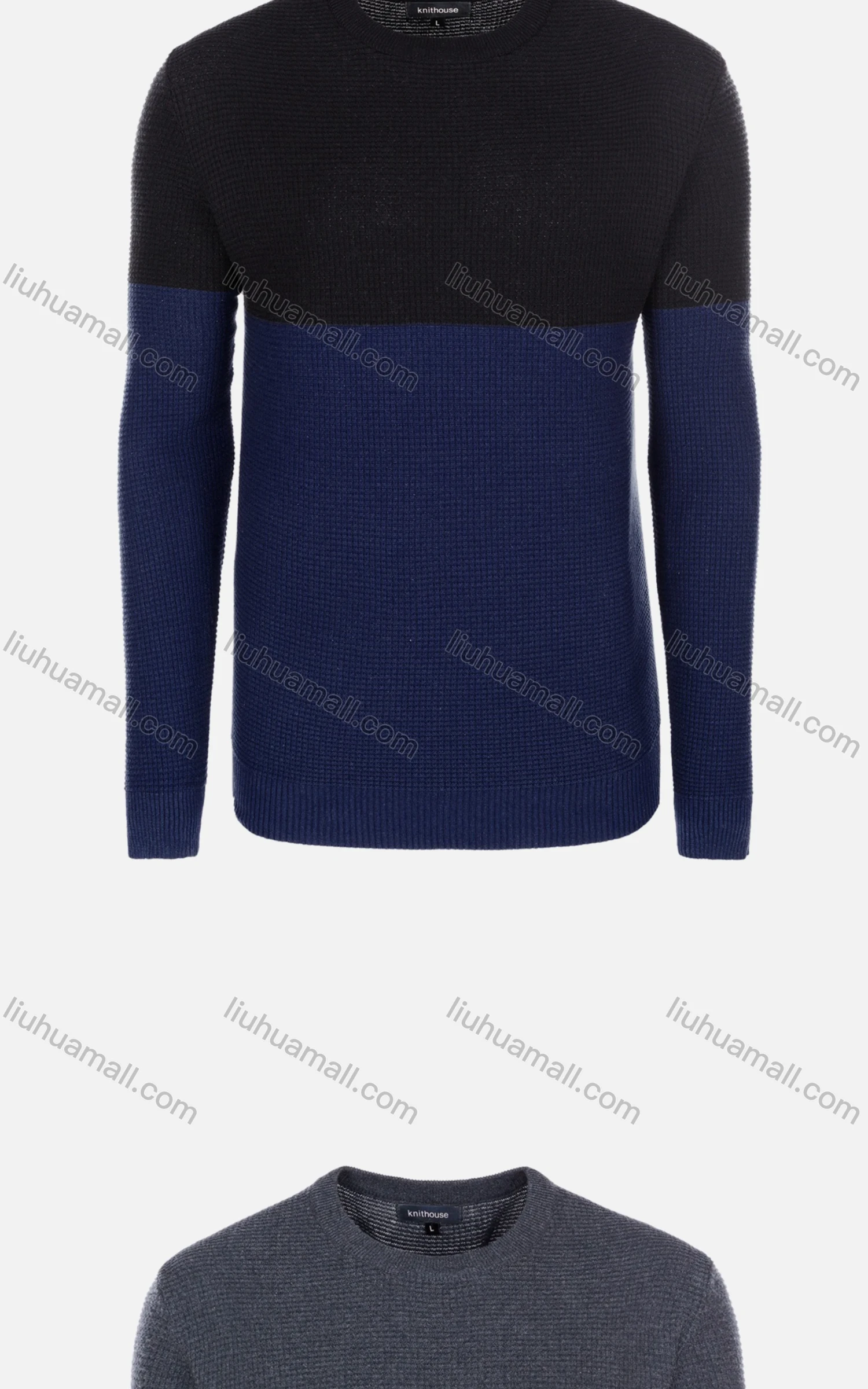 Wholesale Men's Casual Slim Fit Crew Neck Long Sleeve Colorblock Knit Wool Blend Sweater 8912# - Liuhuamall