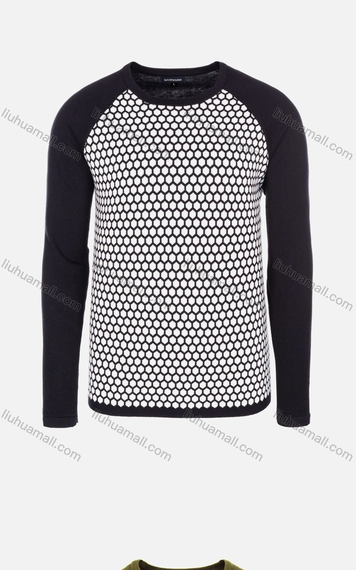 Wholesale Men's Casual Slim Fit Crew Neck Raglan Sleeve Colorblock Knit Wool Blend Sweater 8913# - Liuhuamall