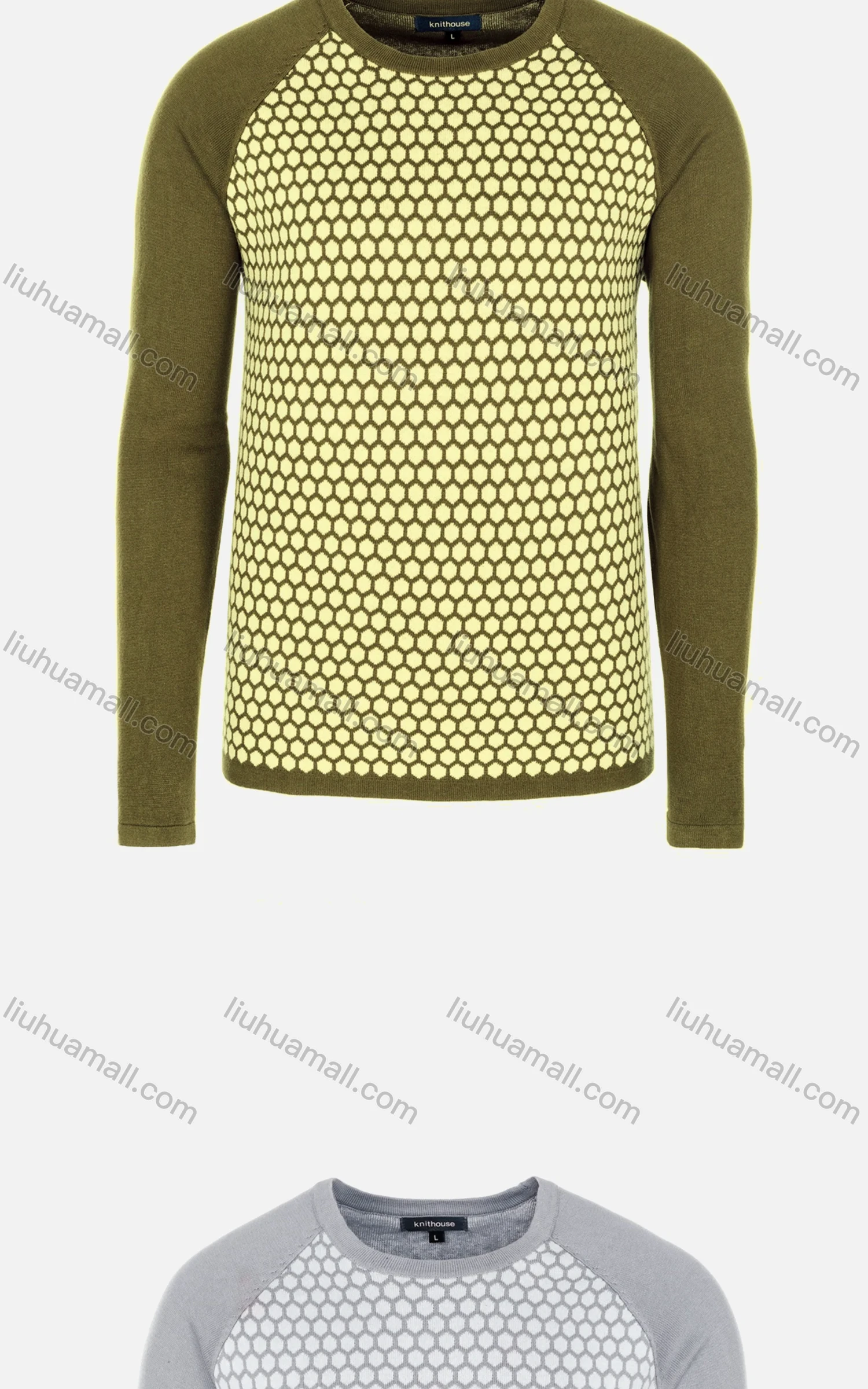 Wholesale Men's Casual Slim Fit Crew Neck Raglan Sleeve Colorblock Knit Wool Blend Sweater 8913# - Liuhuamall