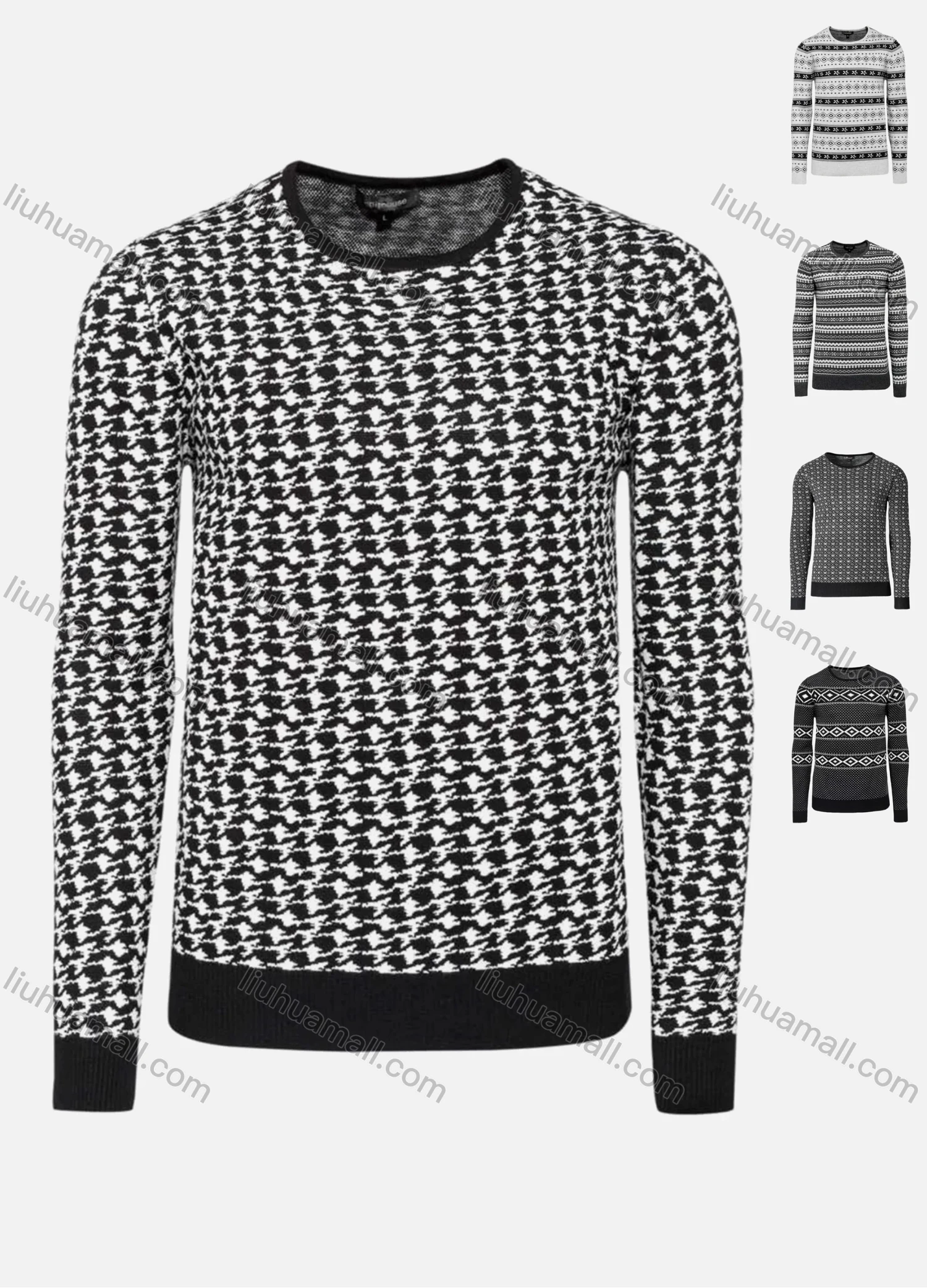 Wholesale Men's Casual Slim Fit Crew Neck Folk Art Knit Wool Blend Sweater 8360/8361/8362/8363/8365# - Liuhuamall