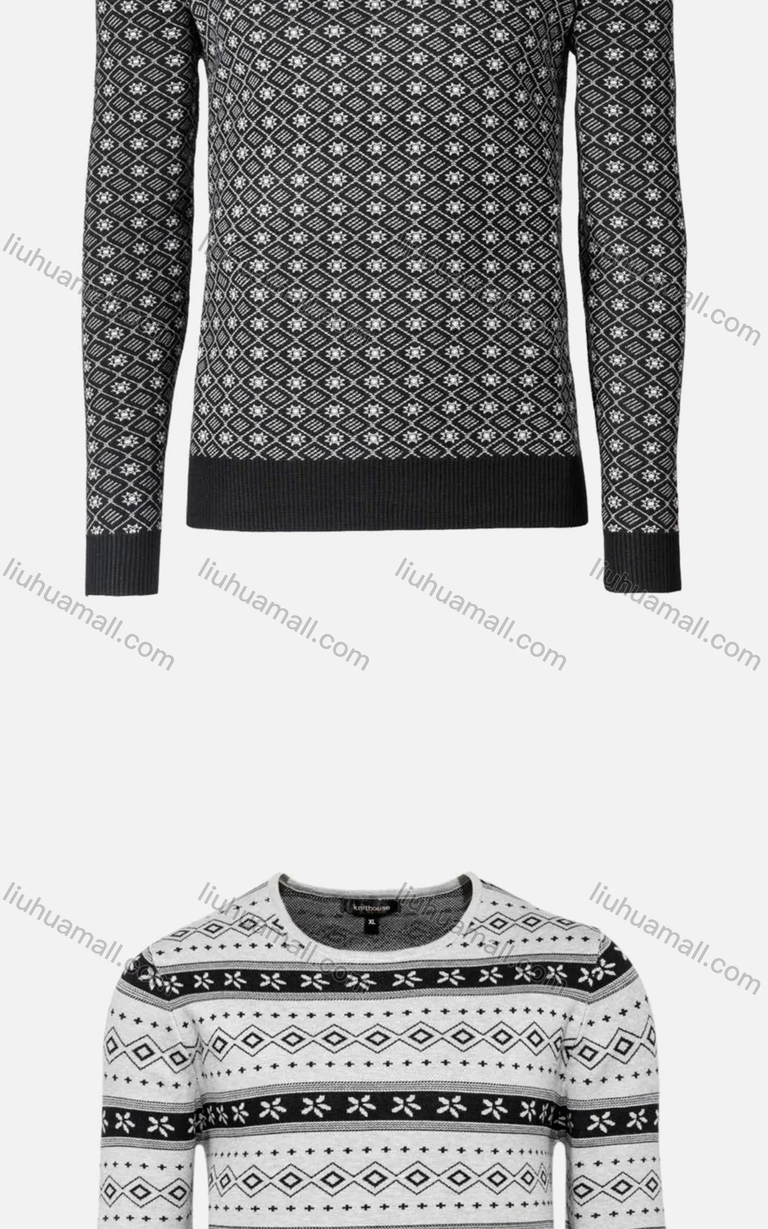Wholesale Men's Casual Slim Fit Crew Neck Folk Art Knit Wool Blend Sweater 8360/8361/8362/8363/8365# - Liuhuamall