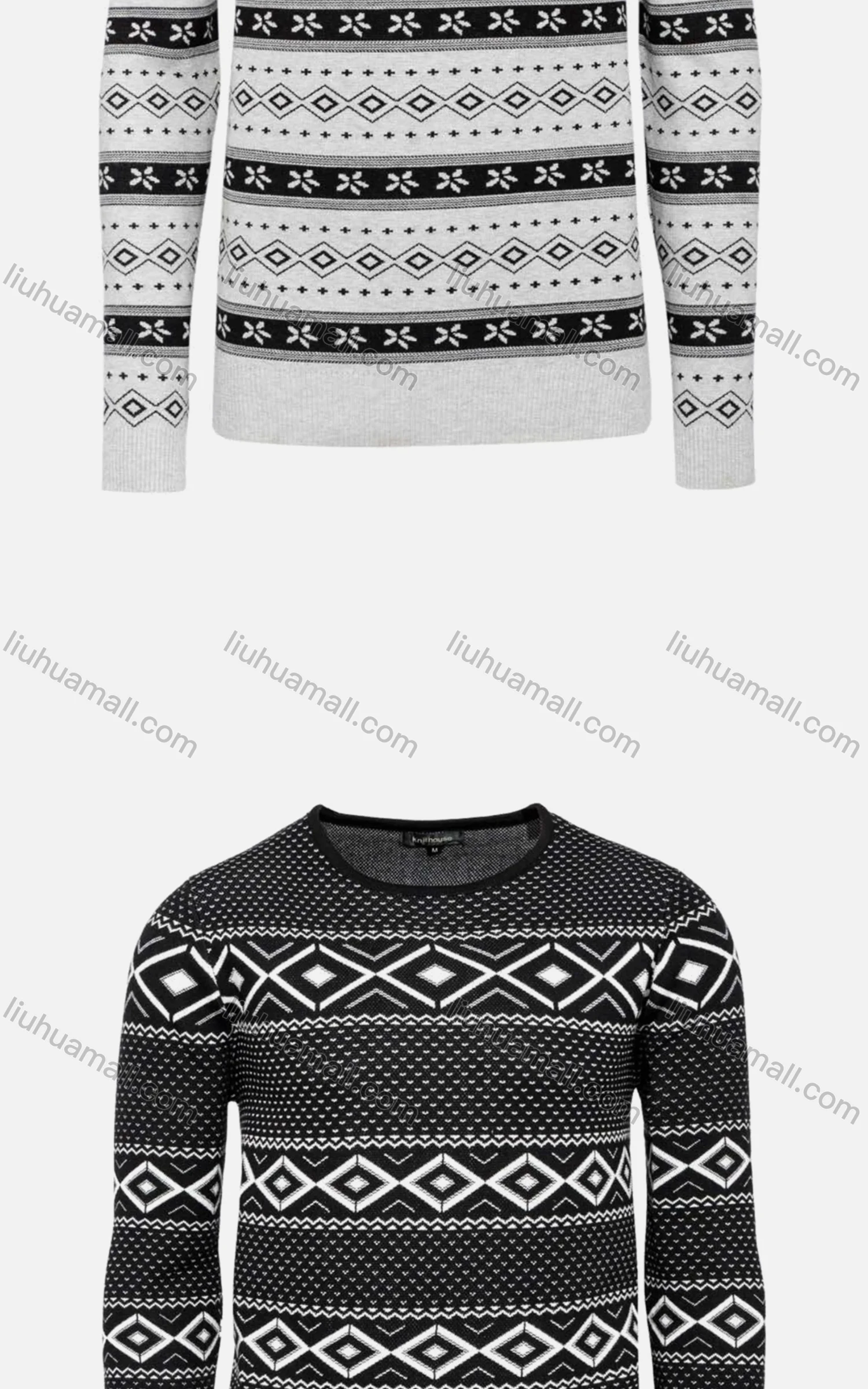 Wholesale Men's Casual Slim Fit Crew Neck Folk Art Knit Wool Blend Sweater 8360/8361/8362/8363/8365# - Liuhuamall