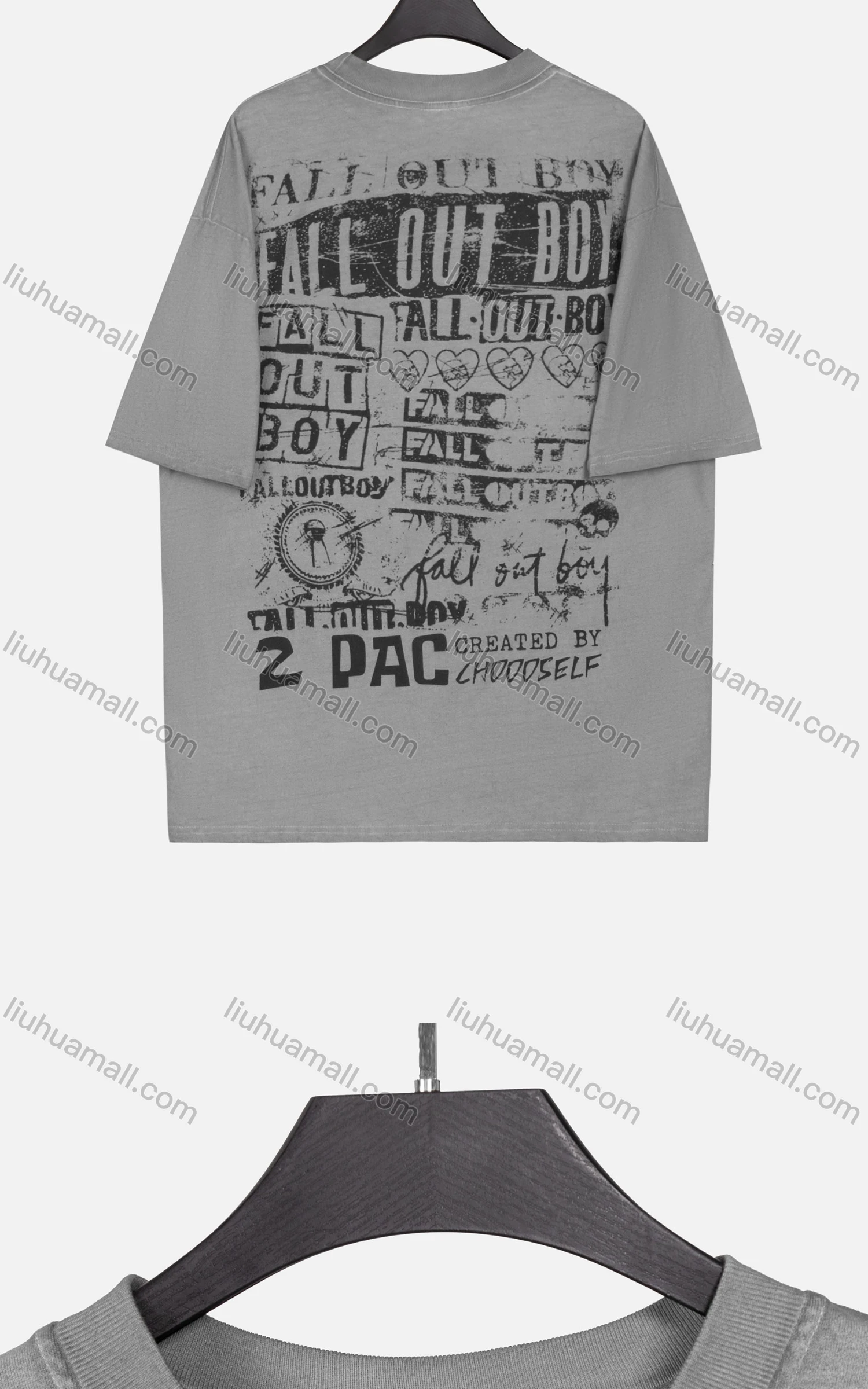 Wholesale Men's Hip Hop Round Neck Loose Fit Short Sleeve Graphic Letter T-shirt 72127# - Liuhuamall