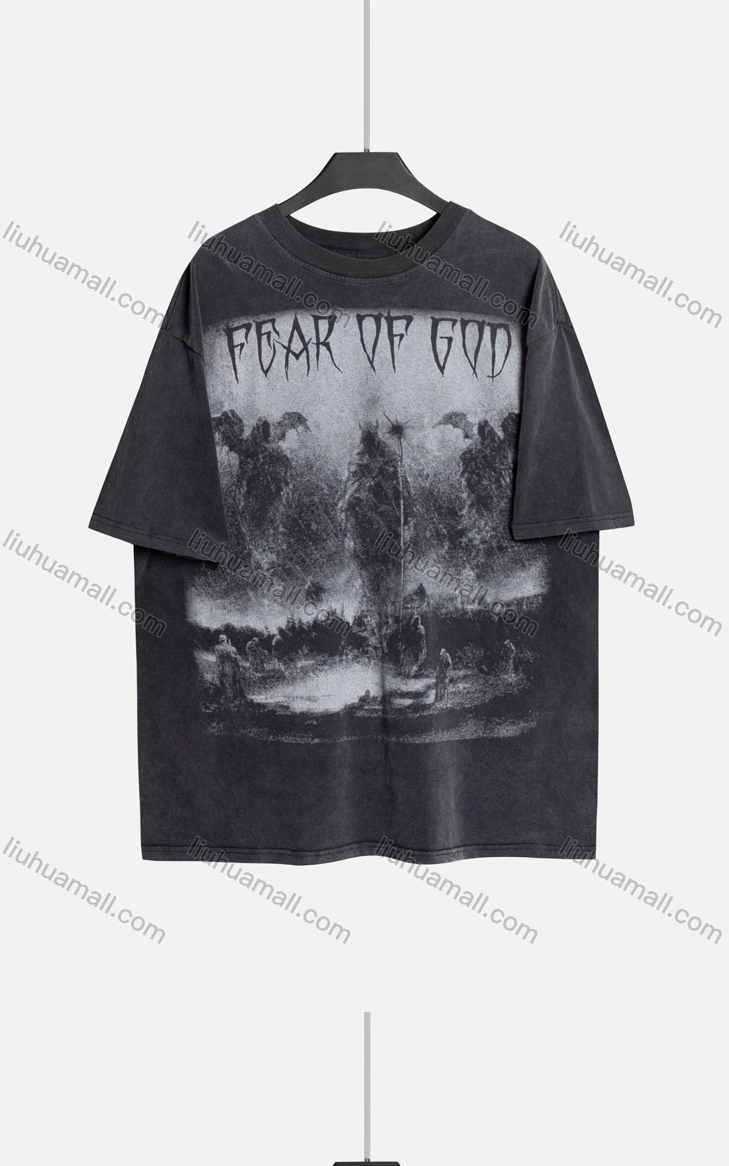 Wholesale Men's Hip Hop Round Neck Loose Fit Short Sleeve Graphic Letter T-shirt 77112# - Liuhuamall