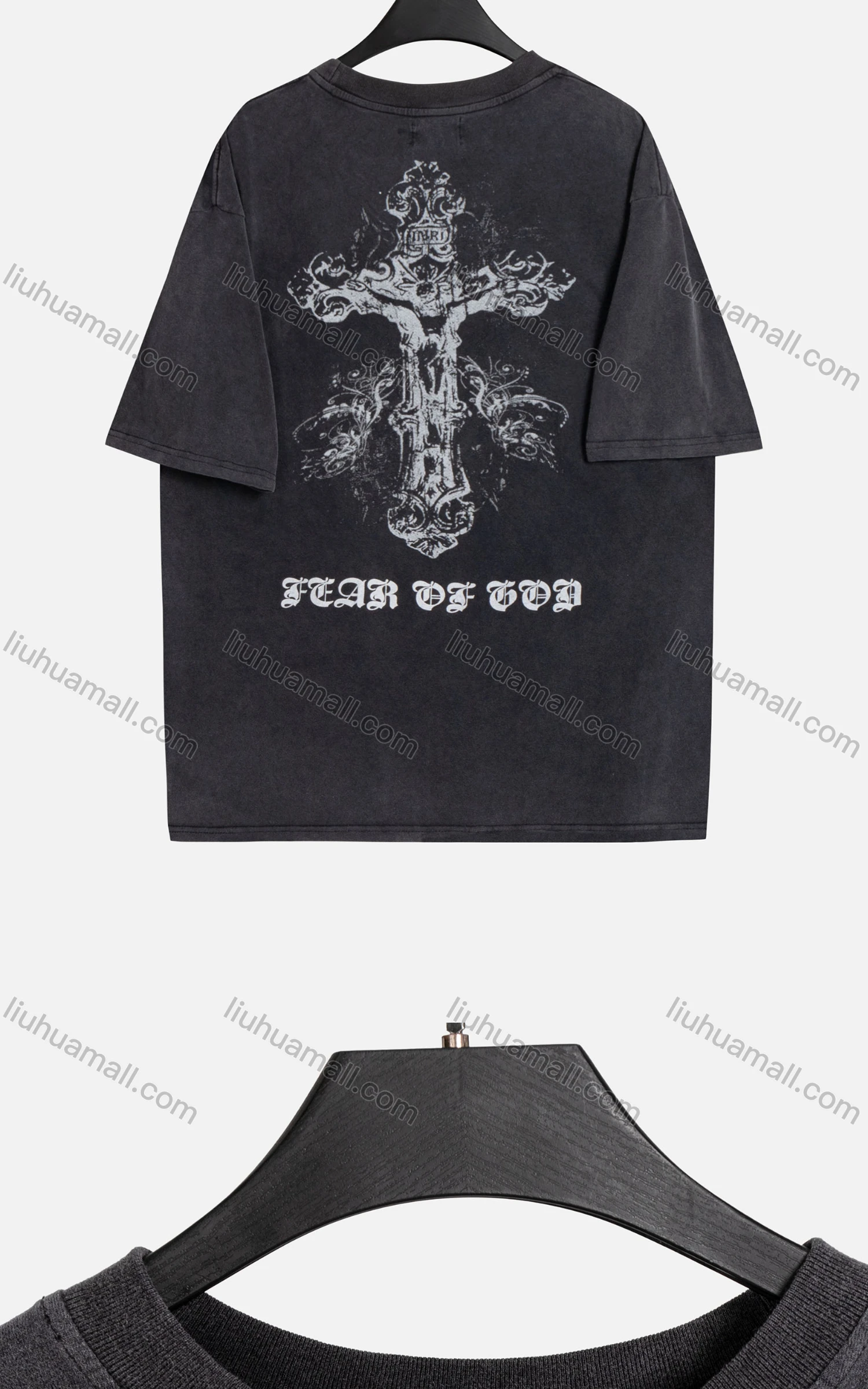 Wholesale Men's Hip Hop Round Neck Loose Fit Short Sleeve Graphic Letter T-shirt 77112# - Liuhuamall