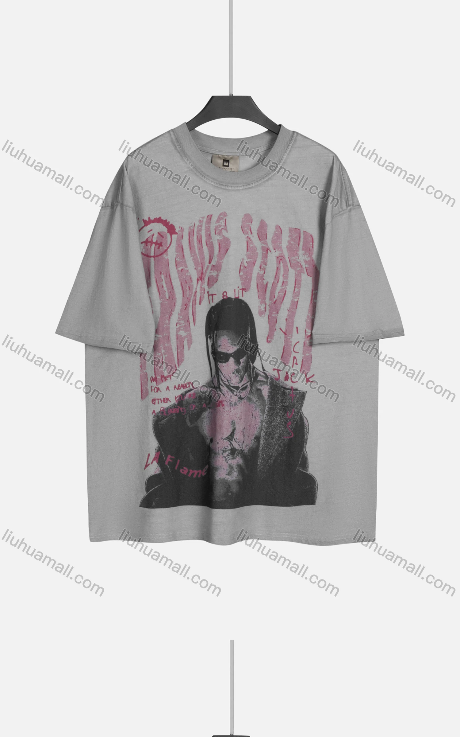 Wholesale Men's Hip Hop Round Neck Loose Fit Short Sleeve Graphic Letter T-shirt 77116# - Liuhuamall