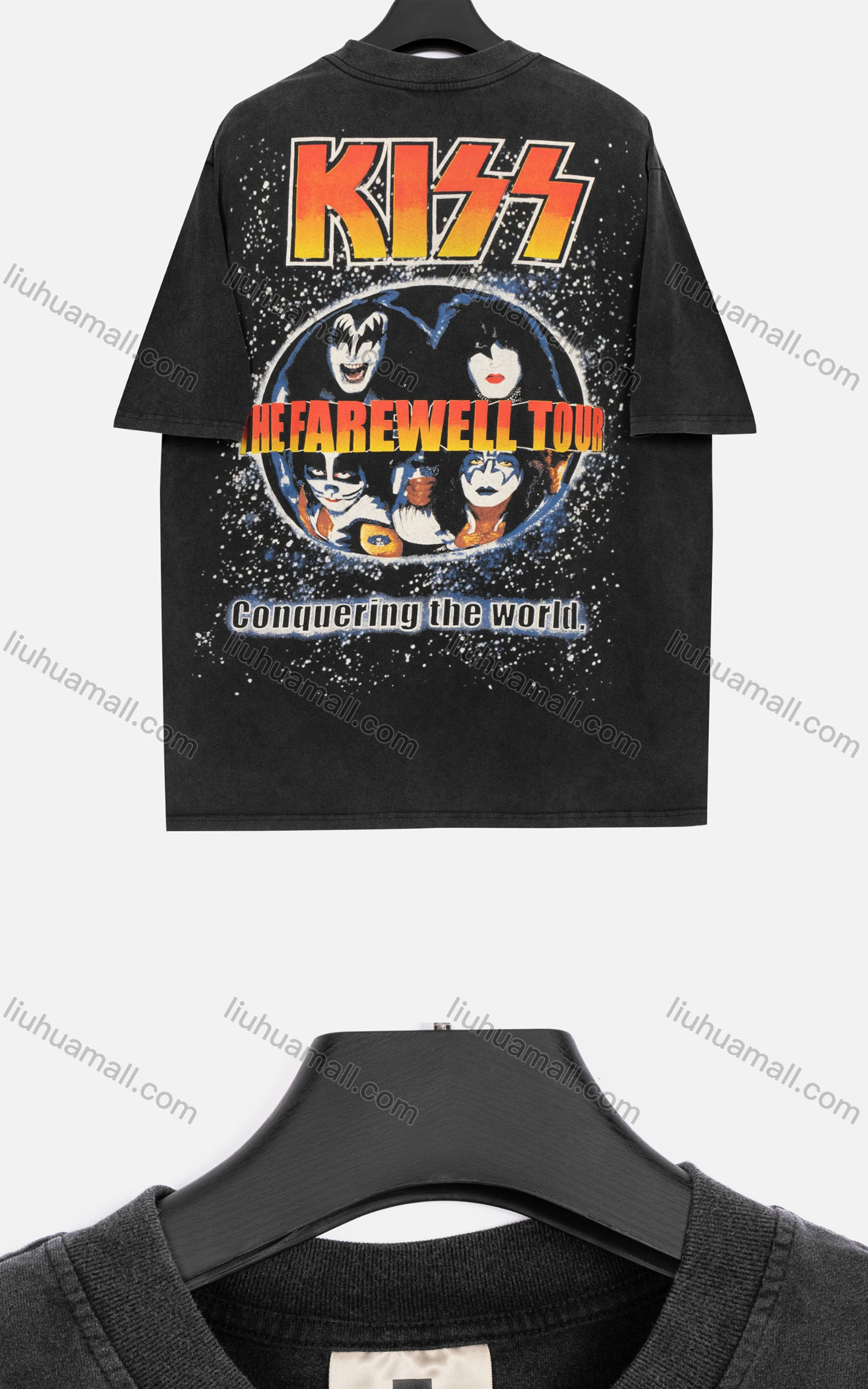 Wholesale Men's Round Neck Short Sleeve Graphic Letter Hip Hop Loose Fit T-shirt - Liuhuamall