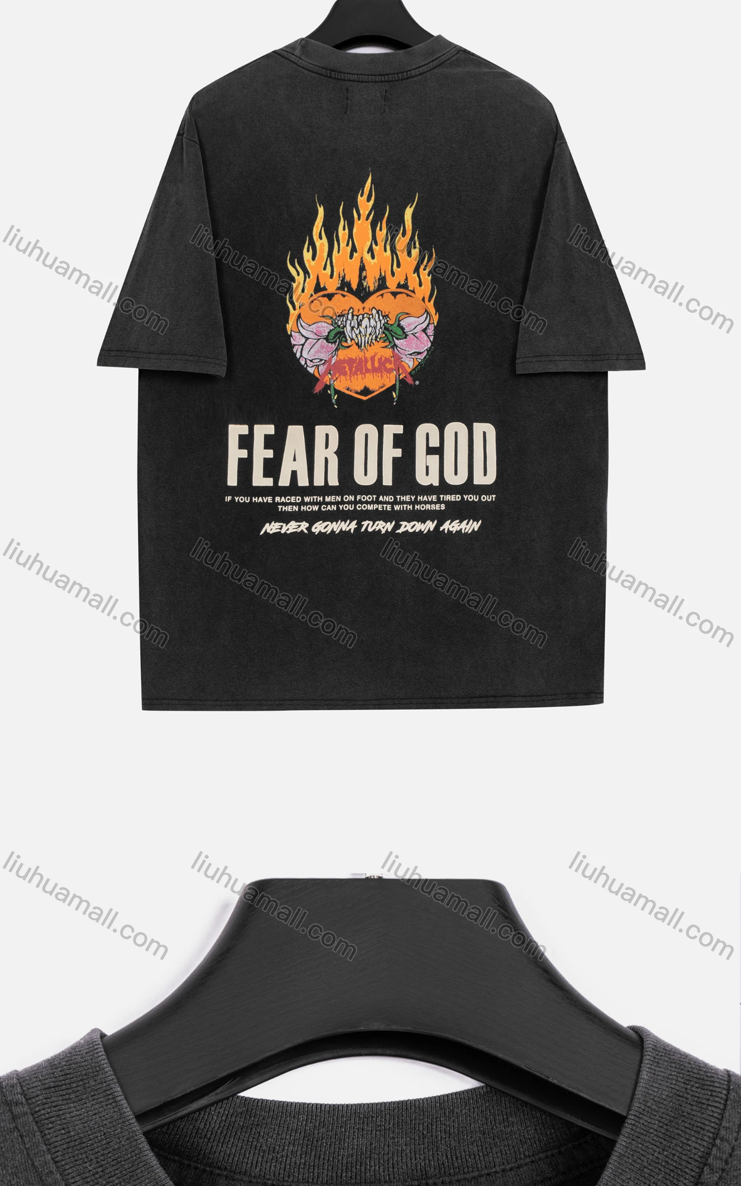 Wholesale Men's Round Neck Short Sleeve Graphic Letter Hip Hop Loose Fit T-shirt - Liuhuamall