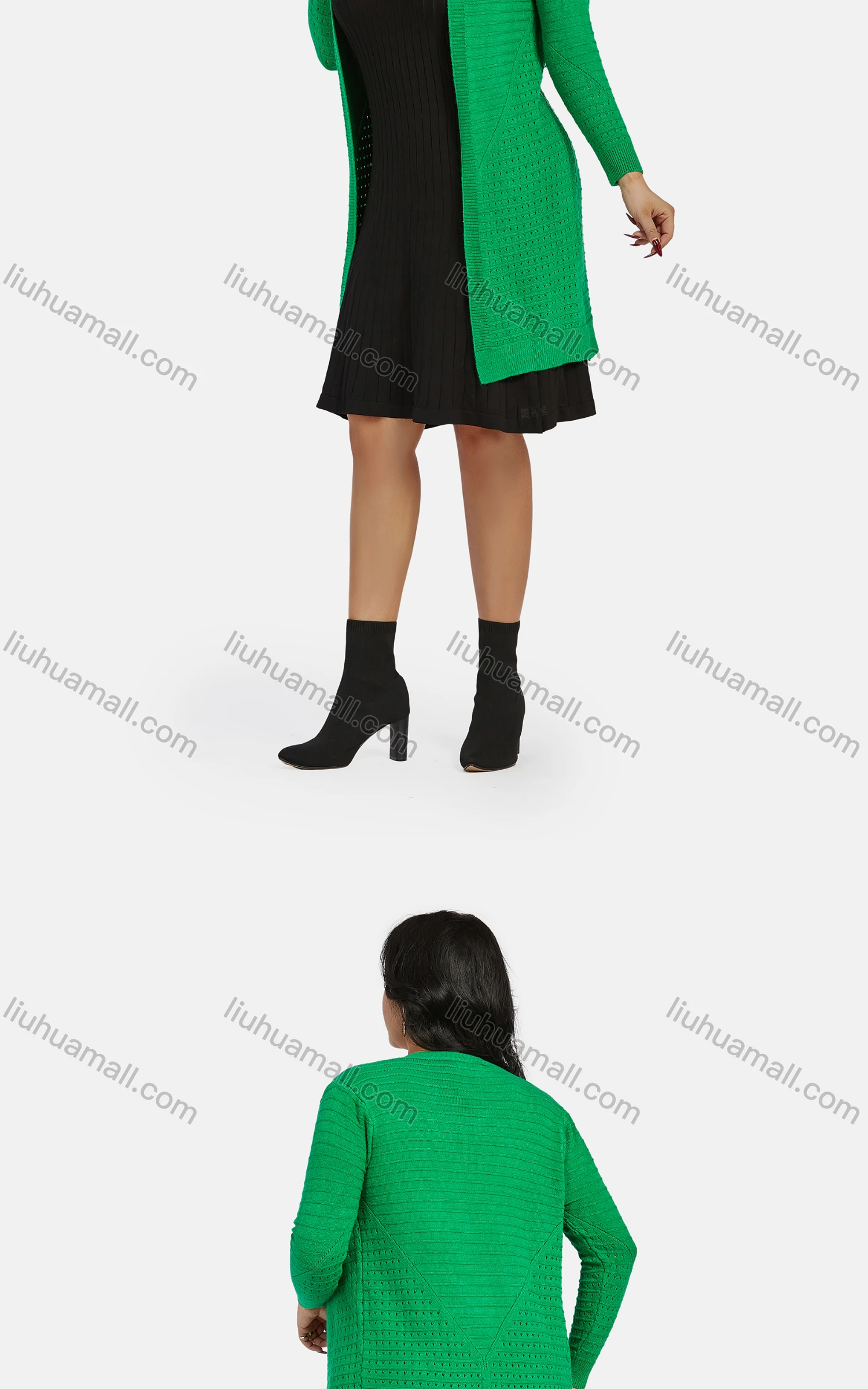 Wholesale Women's Casual Long Sleeve Mid Length Knit Cardigan F902# - Liuhuamall