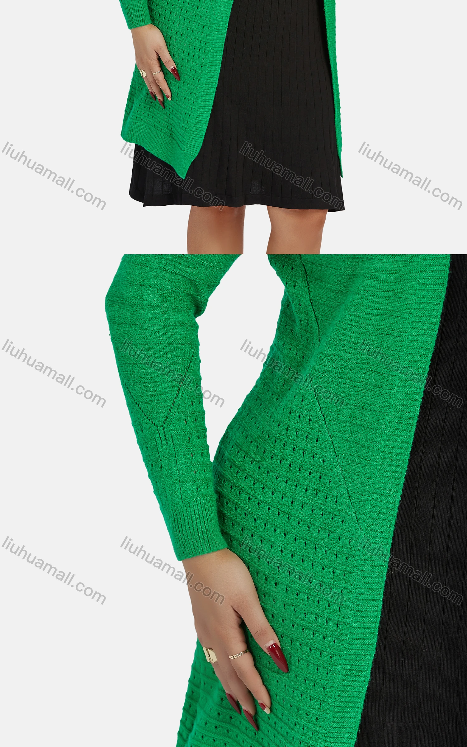Wholesale Women's Casual Long Sleeve Mid Length Knit Cardigan F902# - Liuhuamall