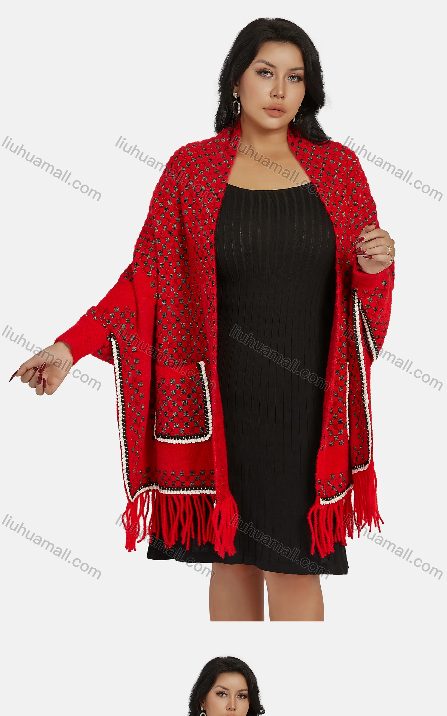 Wholesale Women's Casual Waffle Knit Scarf Hem Cover Up Cardigan 425# - Liuhuamall