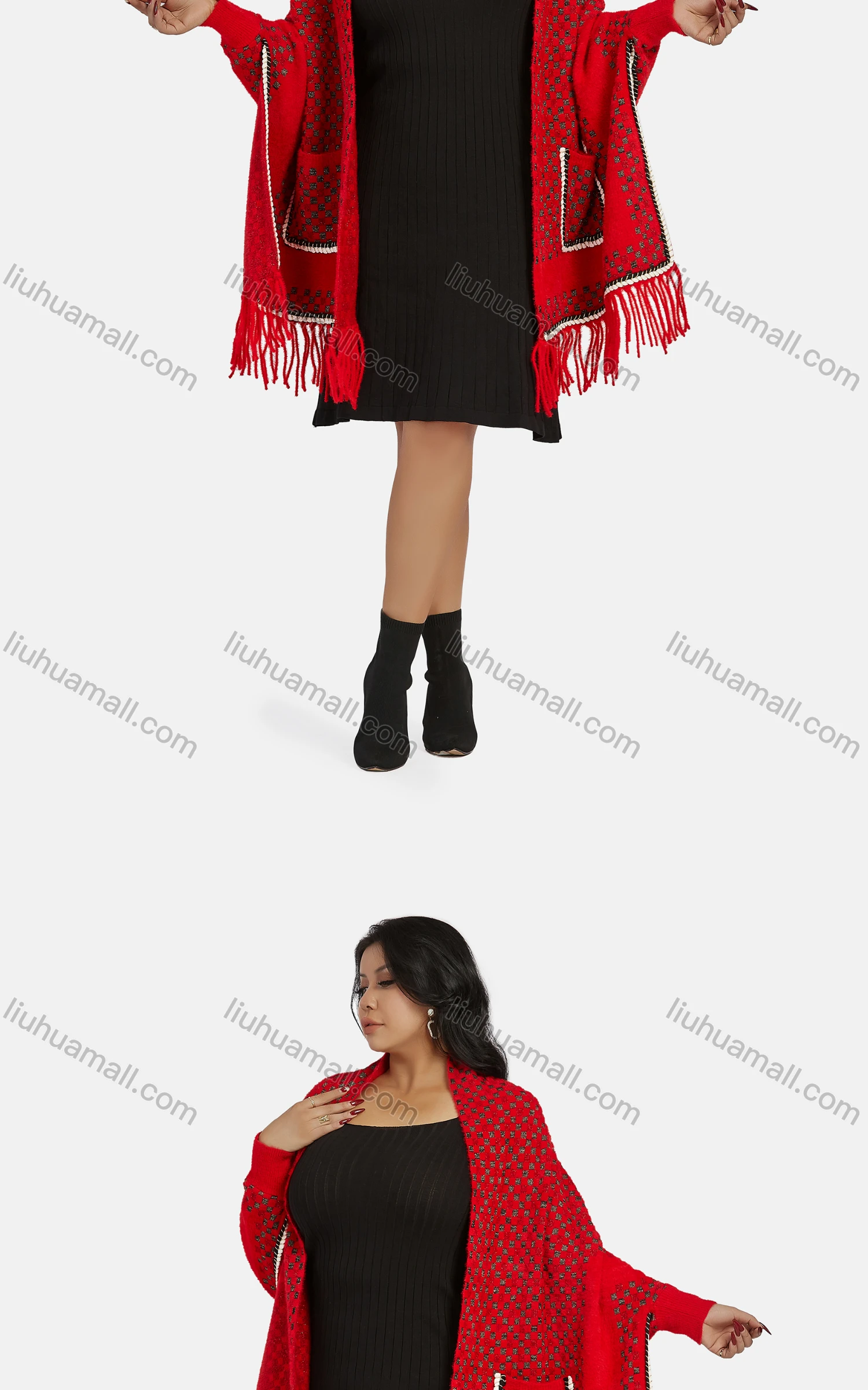 Wholesale Women's Casual Waffle Knit Scarf Hem Cover Up Cardigan 425# - Liuhuamall