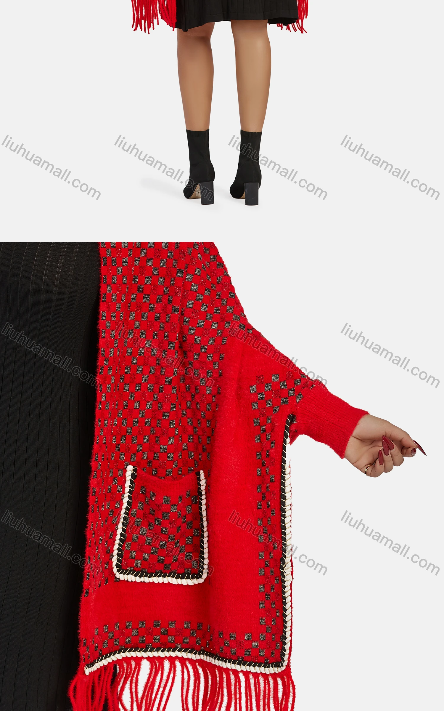 Wholesale Women's Casual Waffle Knit Scarf Hem Cover Up Cardigan 425# - Liuhuamall