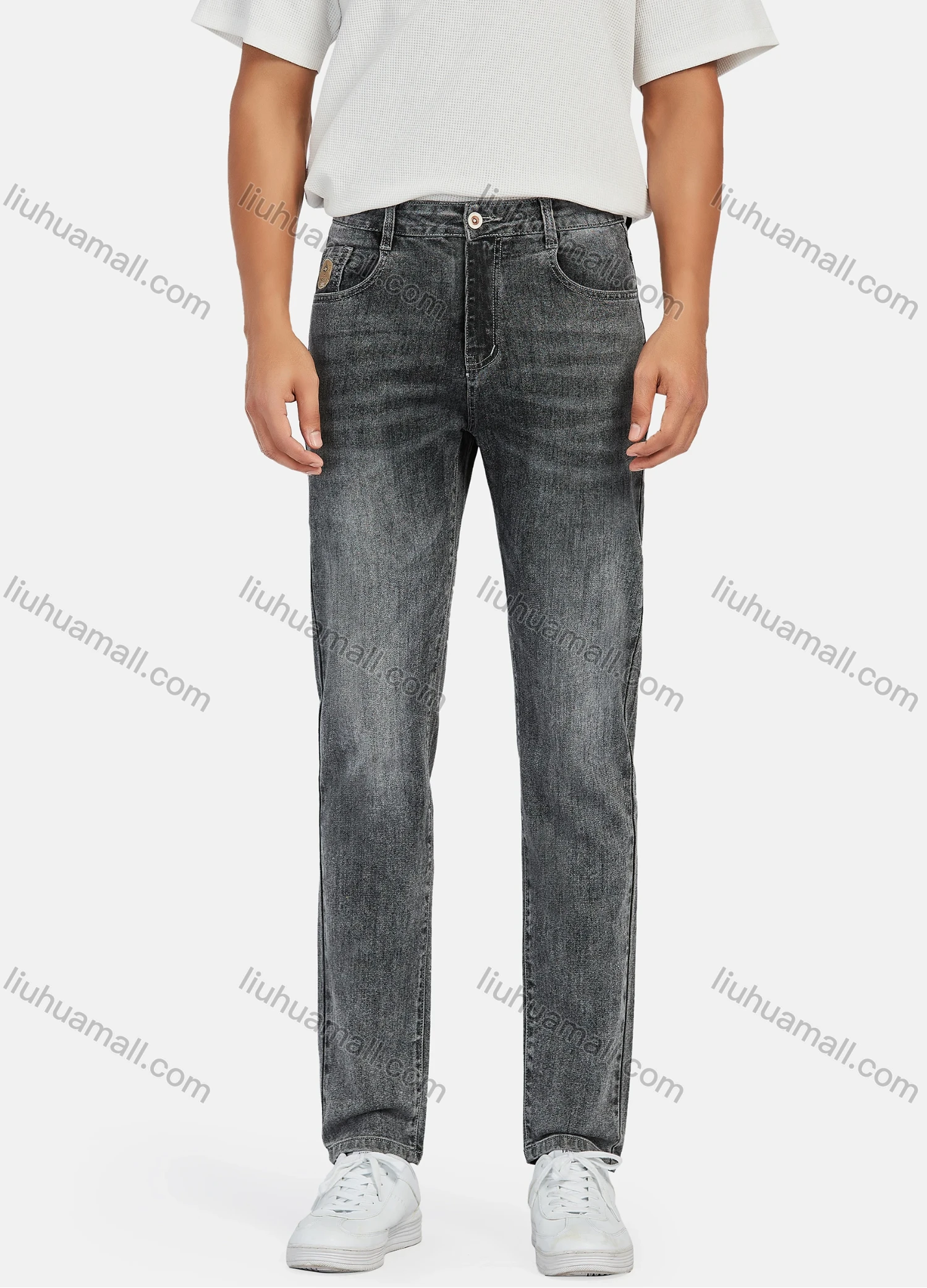 Wholesale Men's Casual Distressed High Waist Ankle Length Denim Pants - Liuhuamall