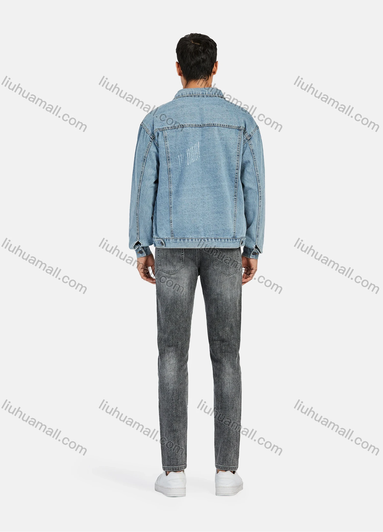 Wholesale Men's Casual Distressed High Waist Ankle Length Denim Pants - Liuhuamall