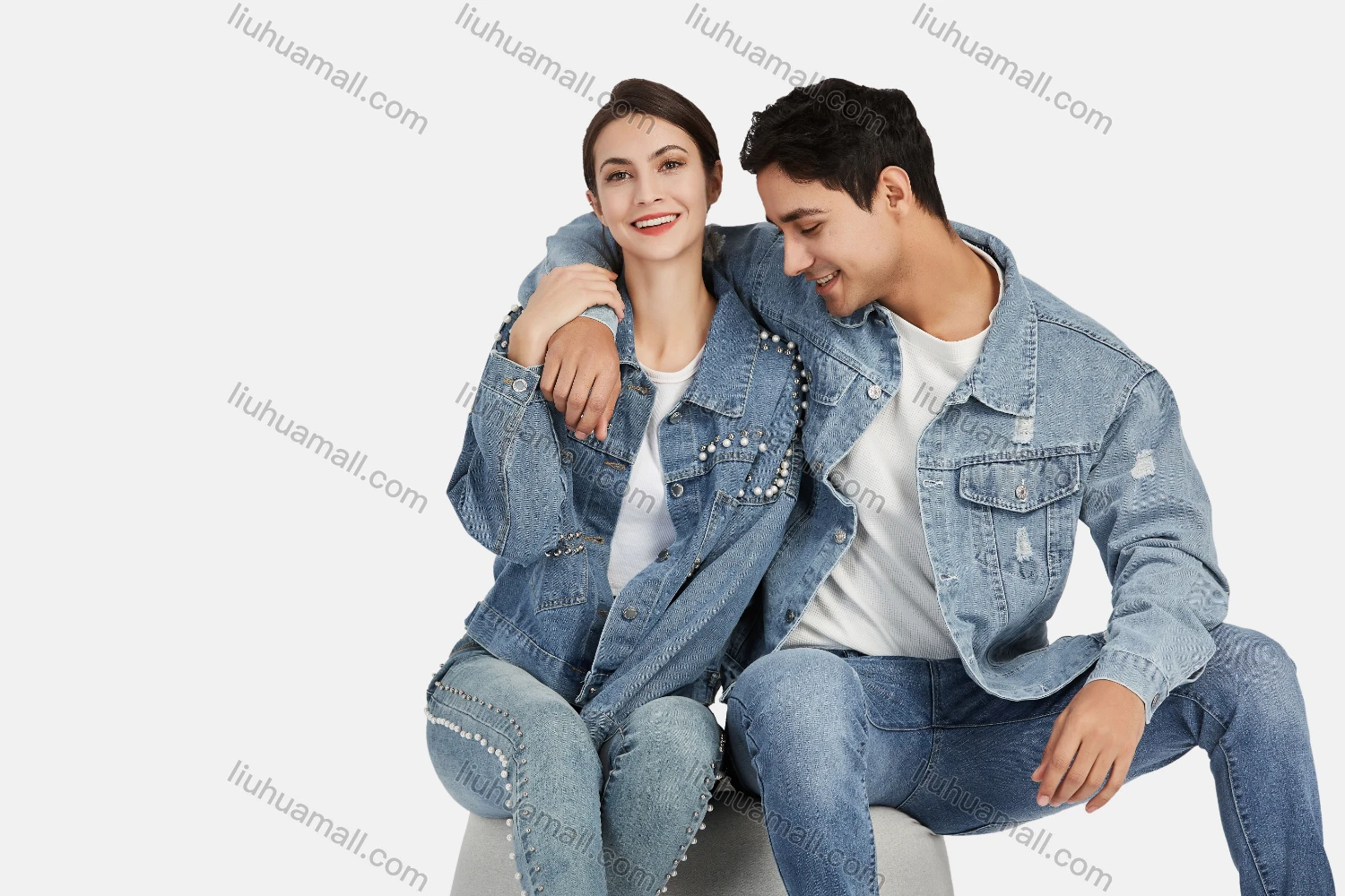 Wholesale Men's Casual Distressed Ripped Flap Pockets Long Sleeve Button Down Denim Jacklet - Liuhuamall