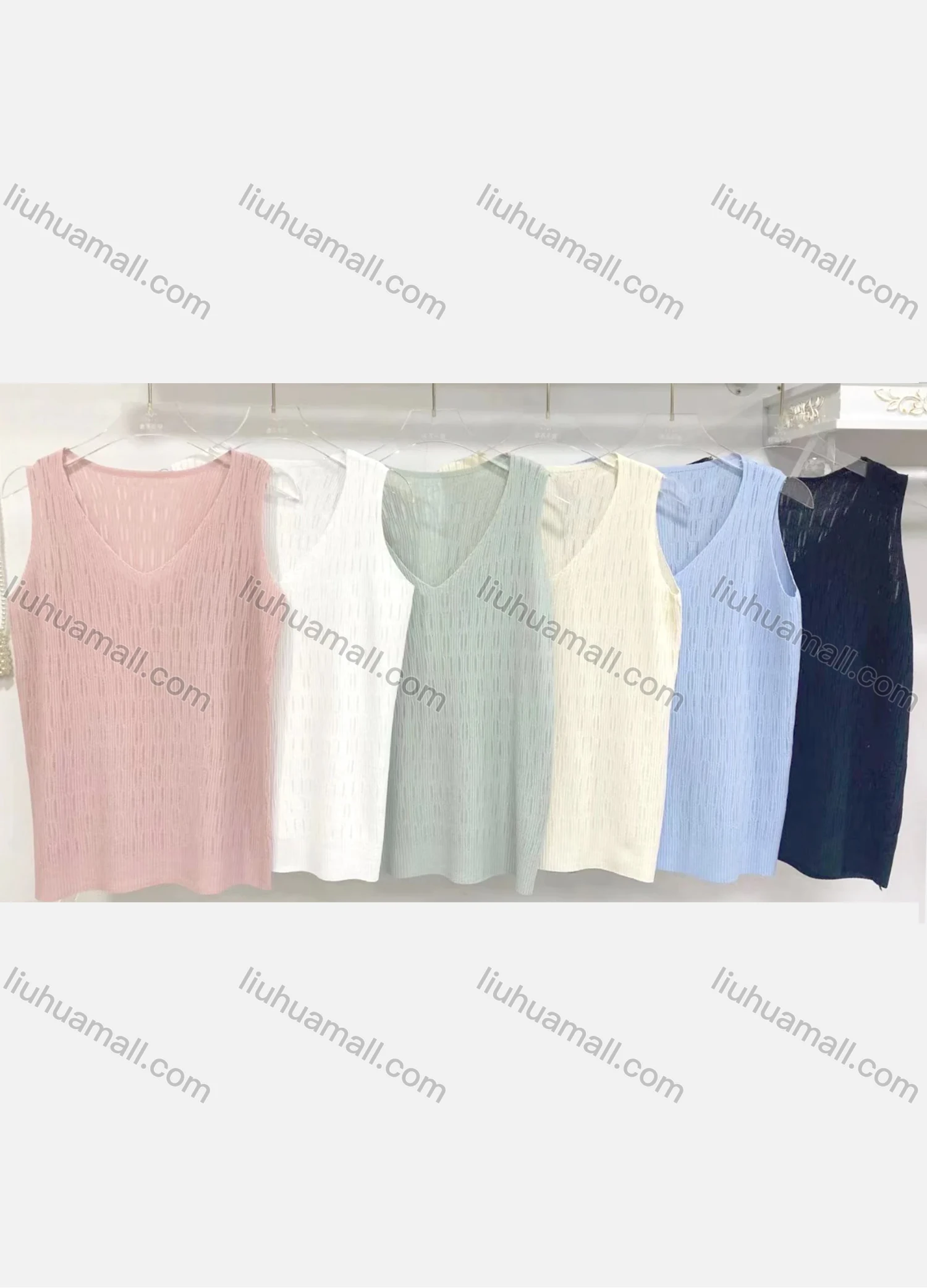 Wholesale Women's Casual Plain V Neck Ribbed Tank Top - Liuhuamall