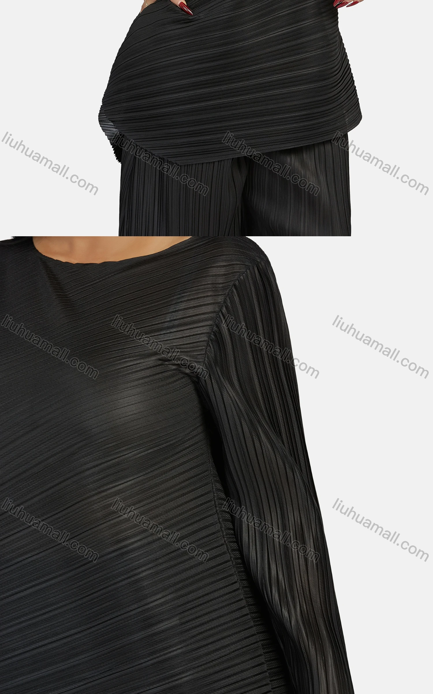 Wholesale Women's Casual Plain Ruched Plus Size Asymmetrical Hem Blouse 2-piece Set - Liuhuamall