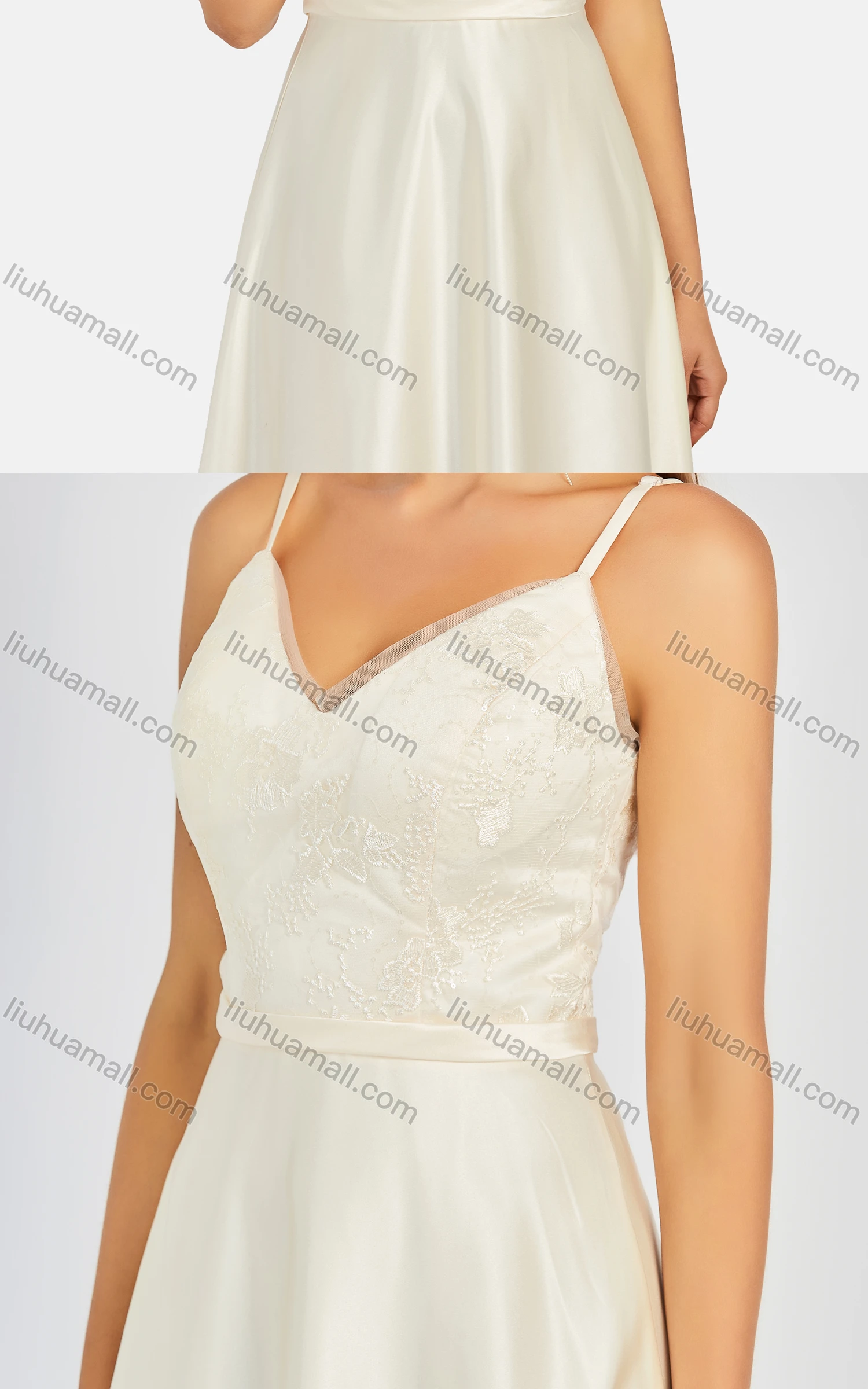 Wholesale Women's Elegant High Waist V Neck Floral Embroidered Maxi Cami Evening Dress - Liuhuamall