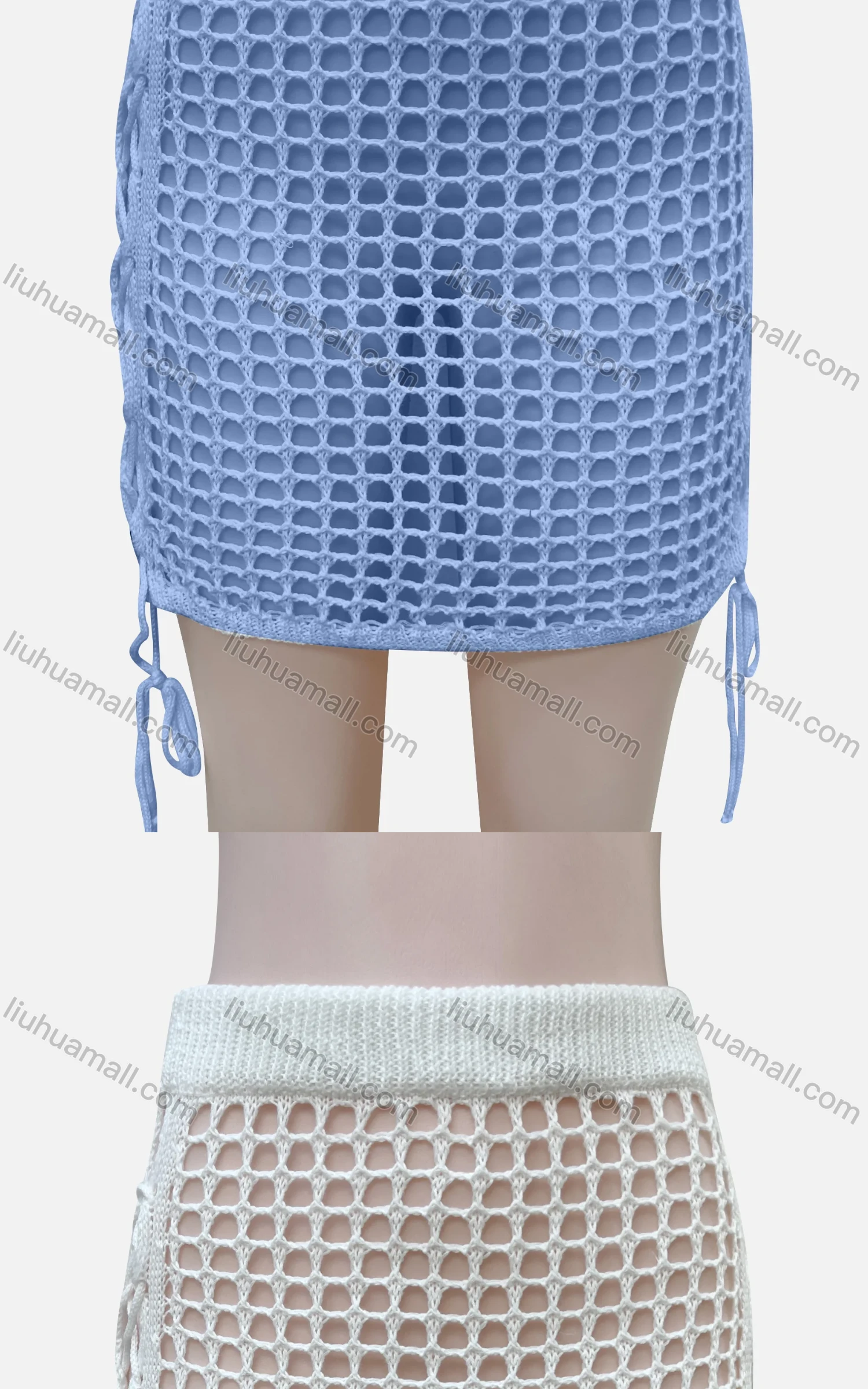 Wholesale Women's Sexy Plain Hollow Out Criss Cross Elastic Waist Short Cover Up Skirt J11# - Liuhuamall
