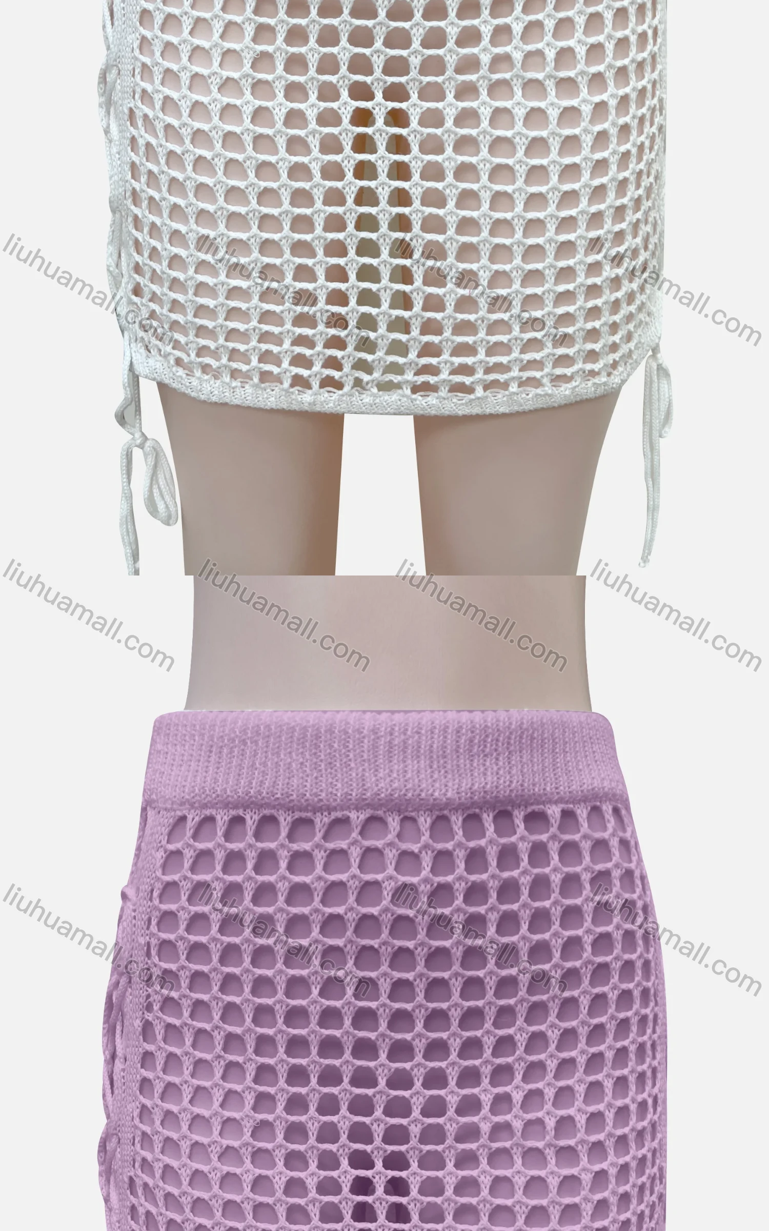 Wholesale Women's Sexy Plain Hollow Out Criss Cross Elastic Waist Short Cover Up Skirt J11# - Liuhuamall