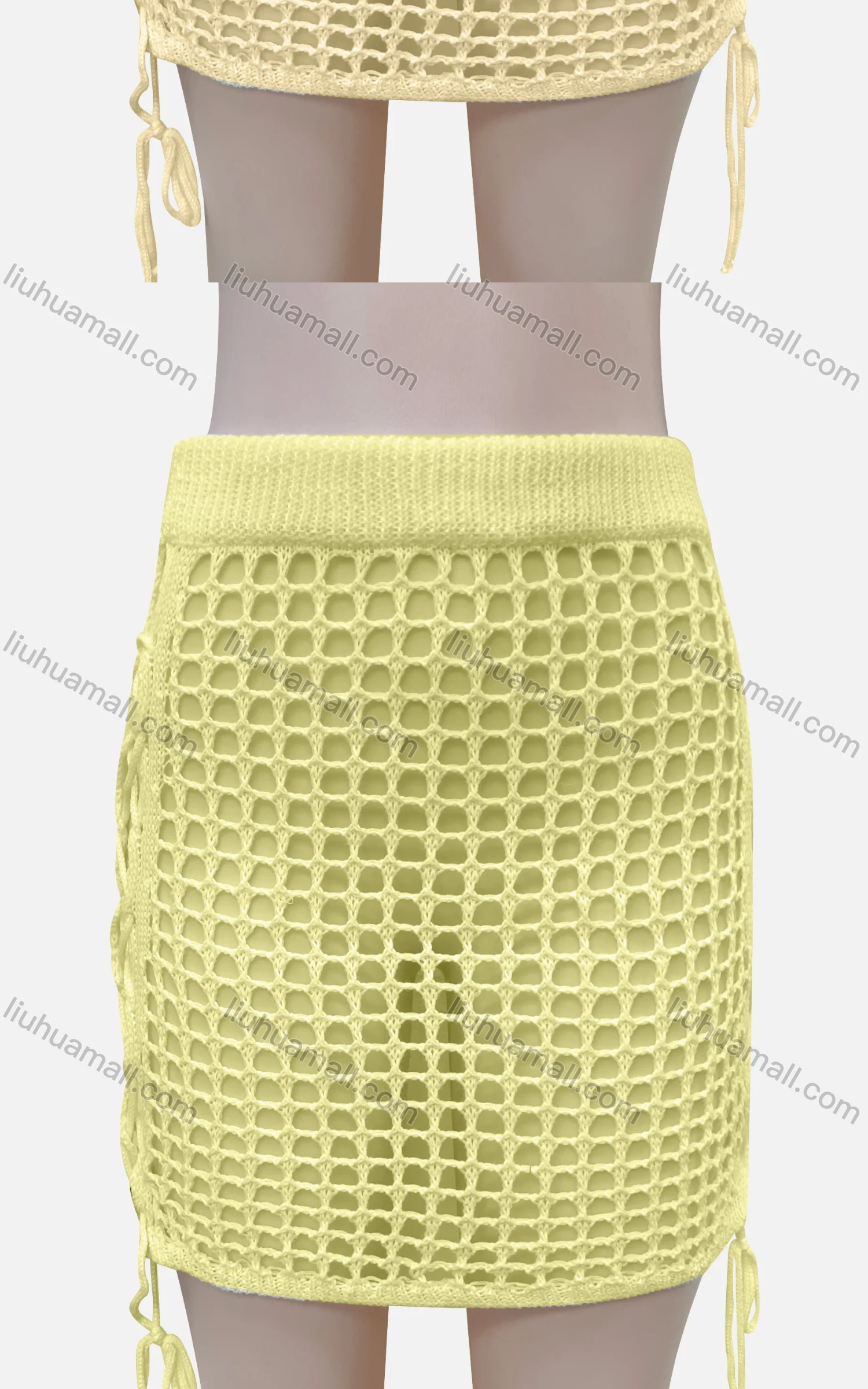 Wholesale Women's Sexy Plain Hollow Out Criss Cross Elastic Waist Short Cover Up Skirt J11# - Liuhuamall