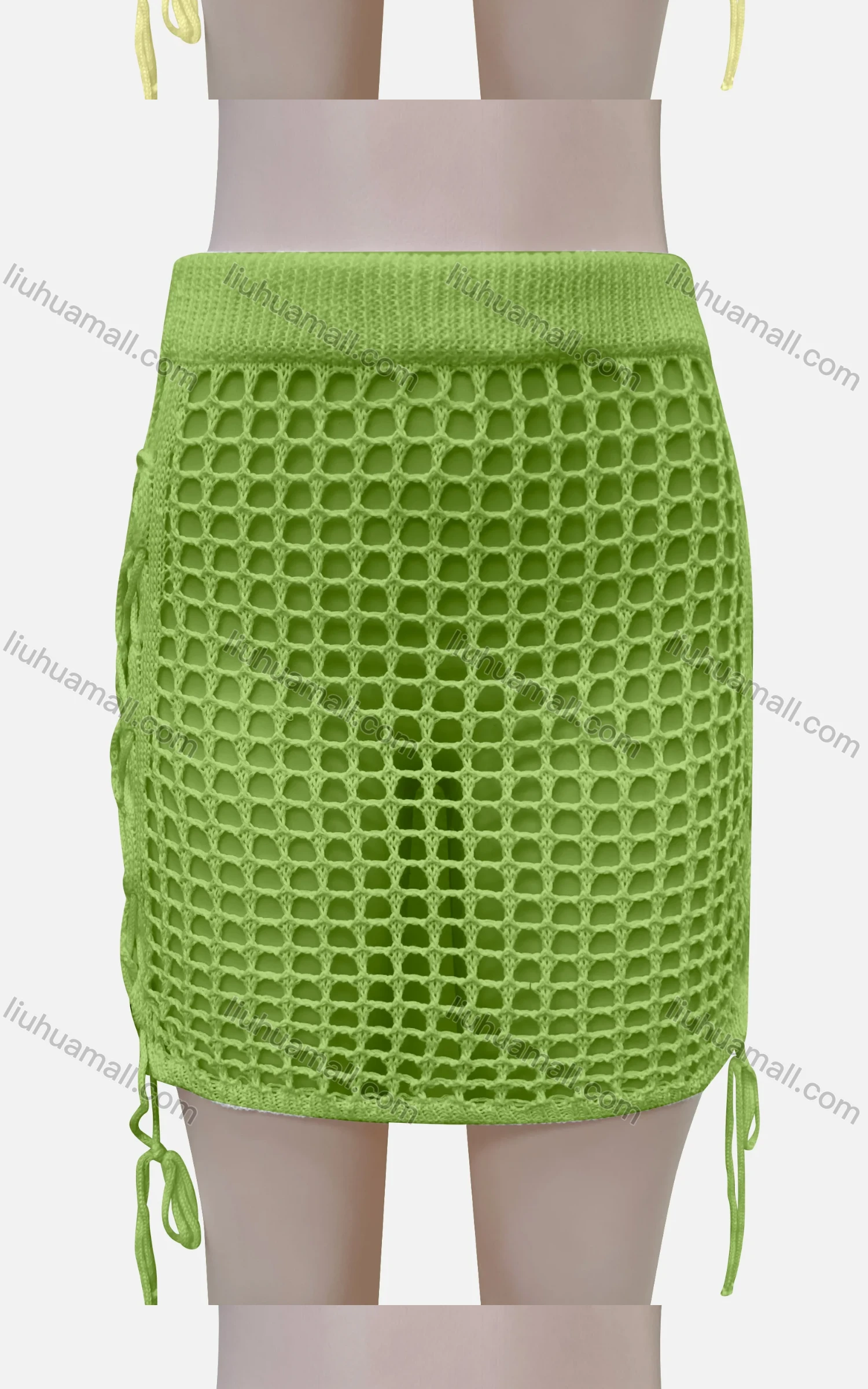 Wholesale Women's Sexy Plain Hollow Out Criss Cross Elastic Waist Short Cover Up Skirt J11# - Liuhuamall