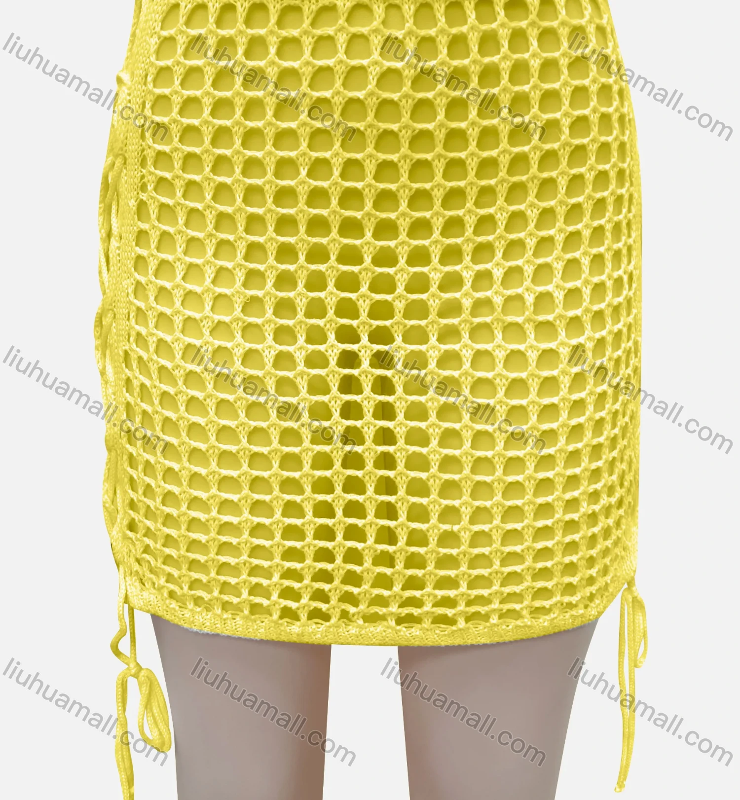 Wholesale Women's Sexy Plain Hollow Out Criss Cross Elastic Waist Short Cover Up Skirt J11# - Liuhuamall