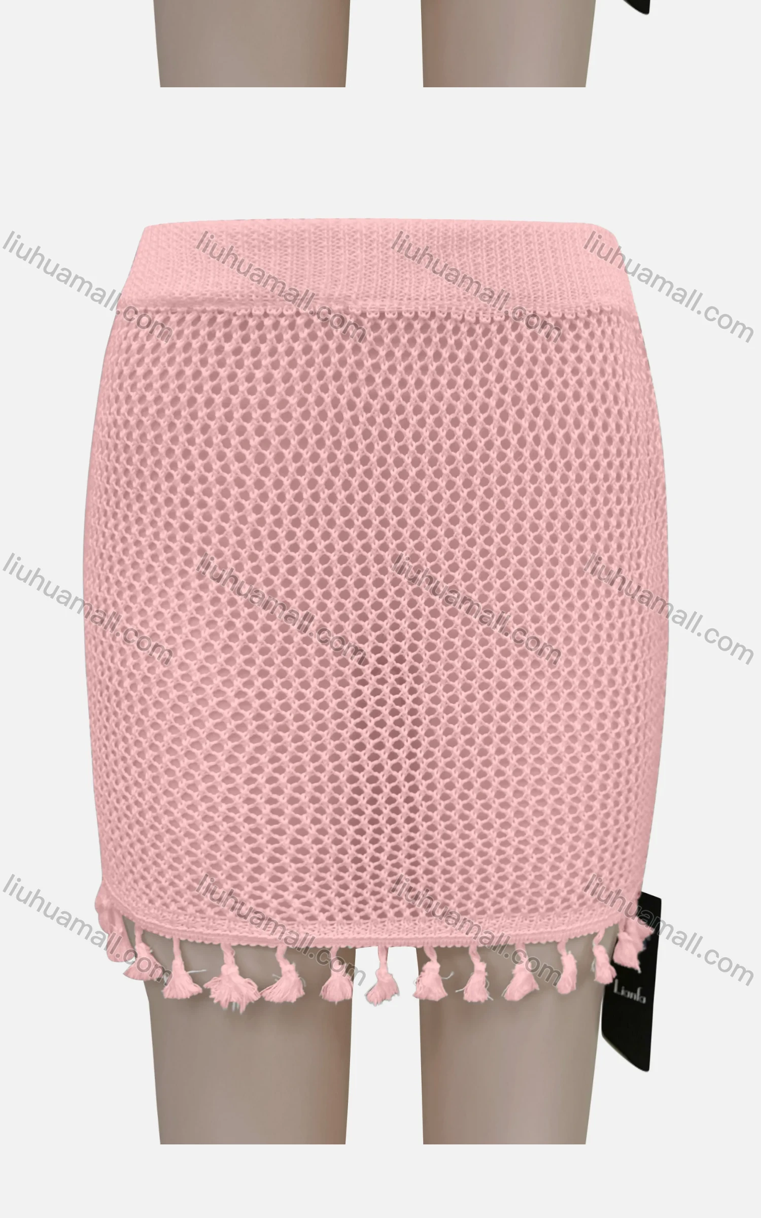 Wholesale Women's Sexy Plain Hollow Out Tassel Hem Elastic Waist Short Cover Up Skirt J12# - Liuhuamall
