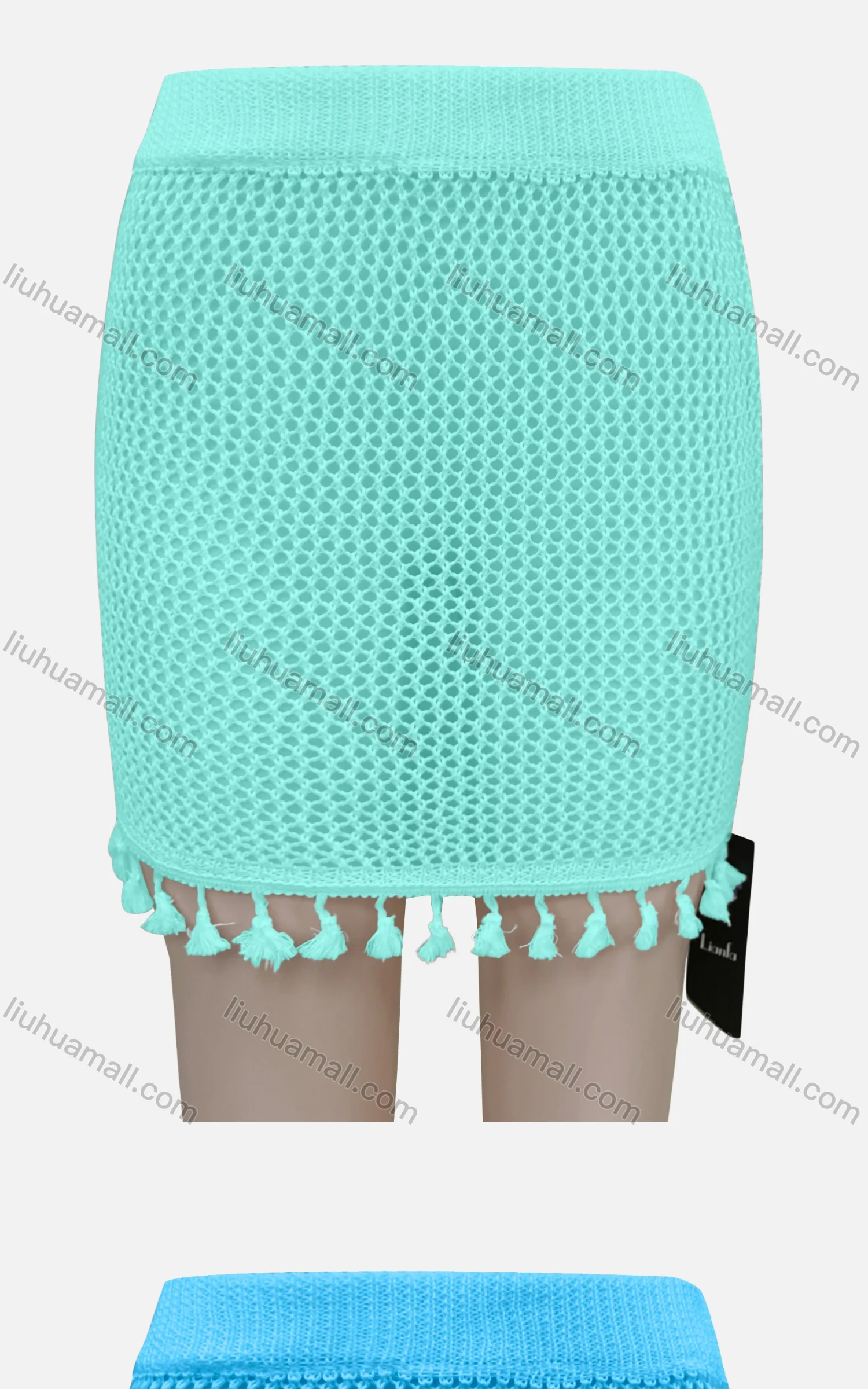 Wholesale Women's Sexy Plain Hollow Out Tassel Hem Elastic Waist Short Cover Up Skirt J12# - Liuhuamall
