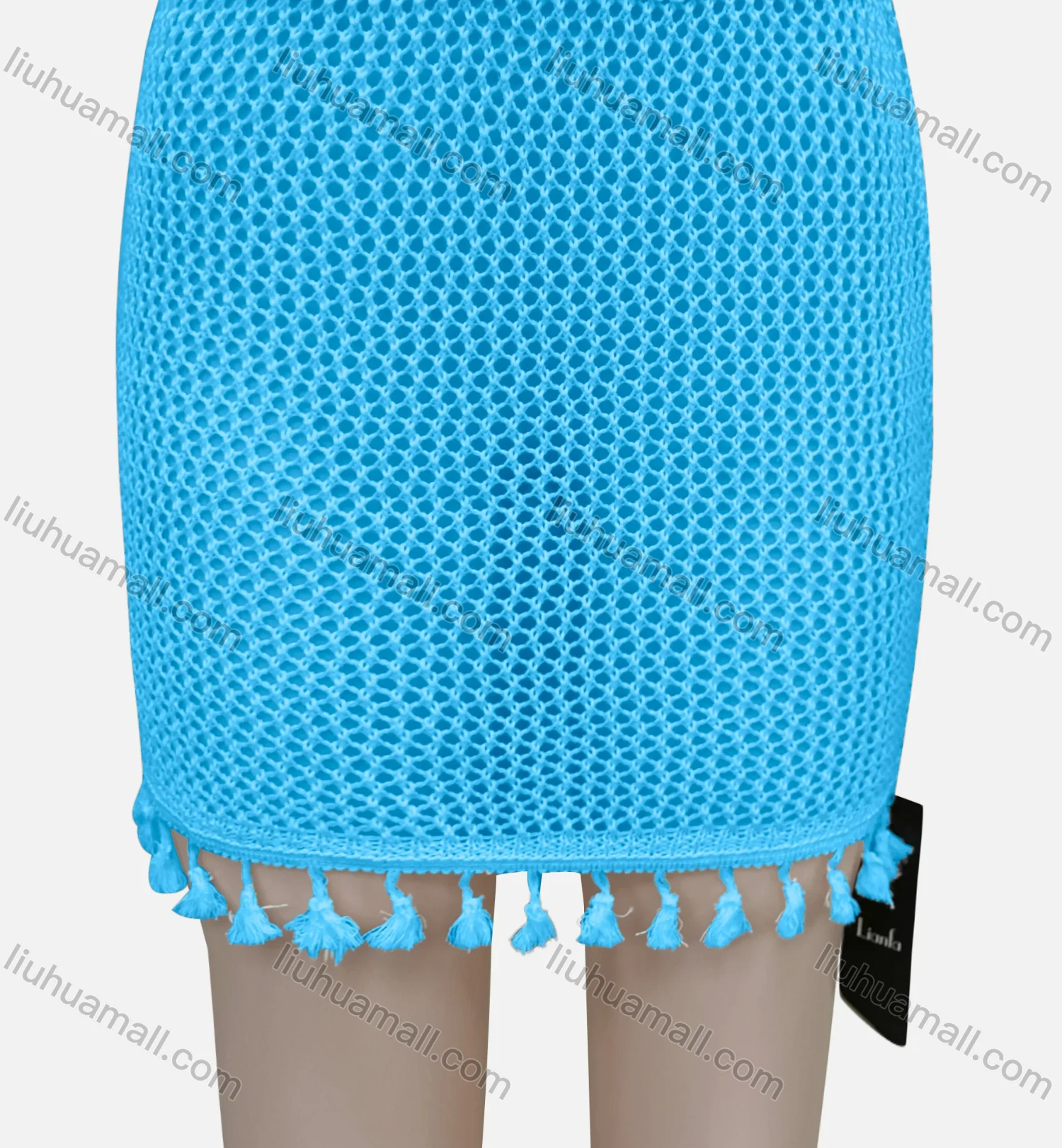 Wholesale Women's Sexy Plain Hollow Out Tassel Hem Elastic Waist Short Cover Up Skirt J12# - Liuhuamall