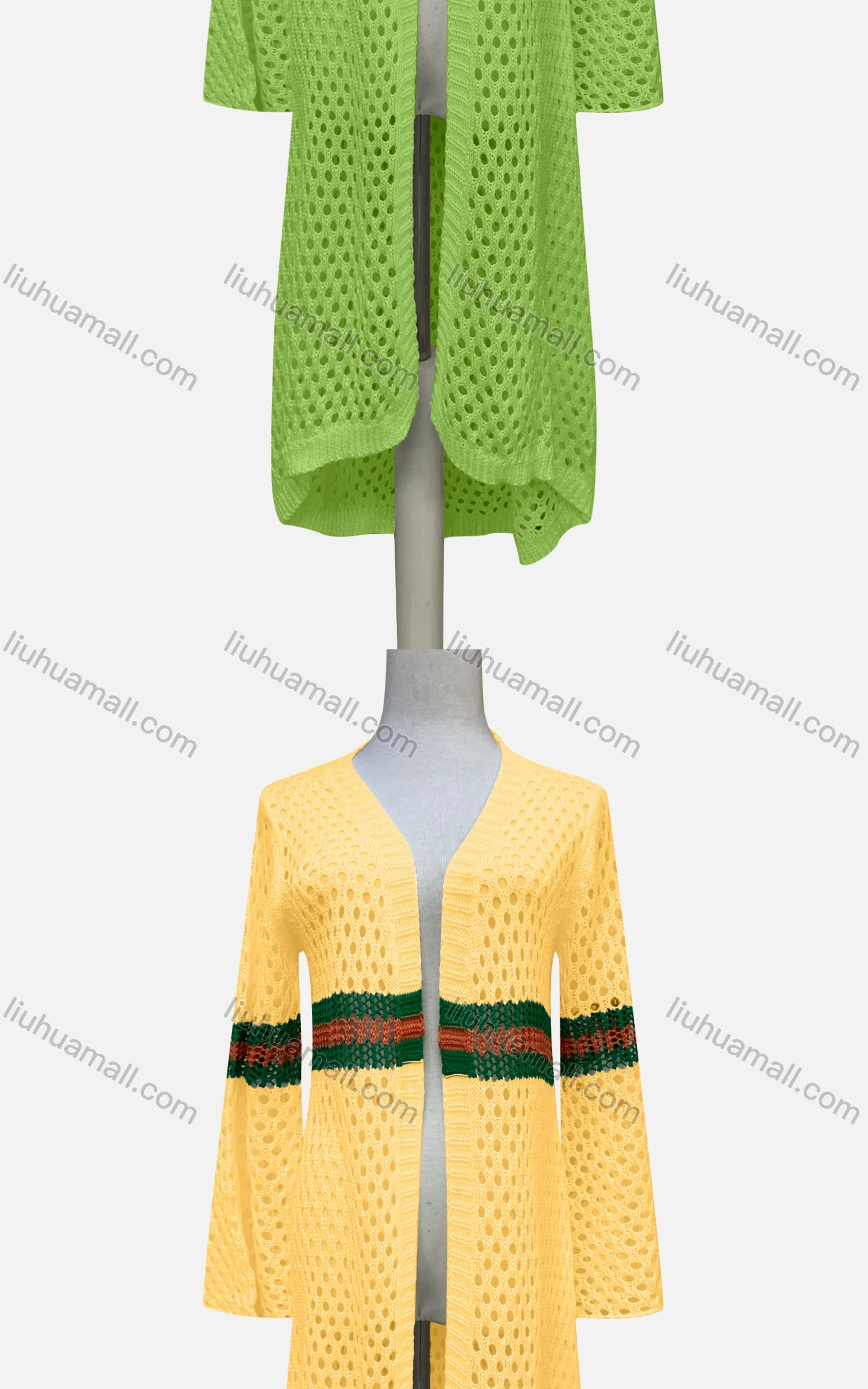 Wholesale Women's Sexy Colorblock Hollow Out Colorblock Cover Up Long Cardigan F33# - Liuhuamall