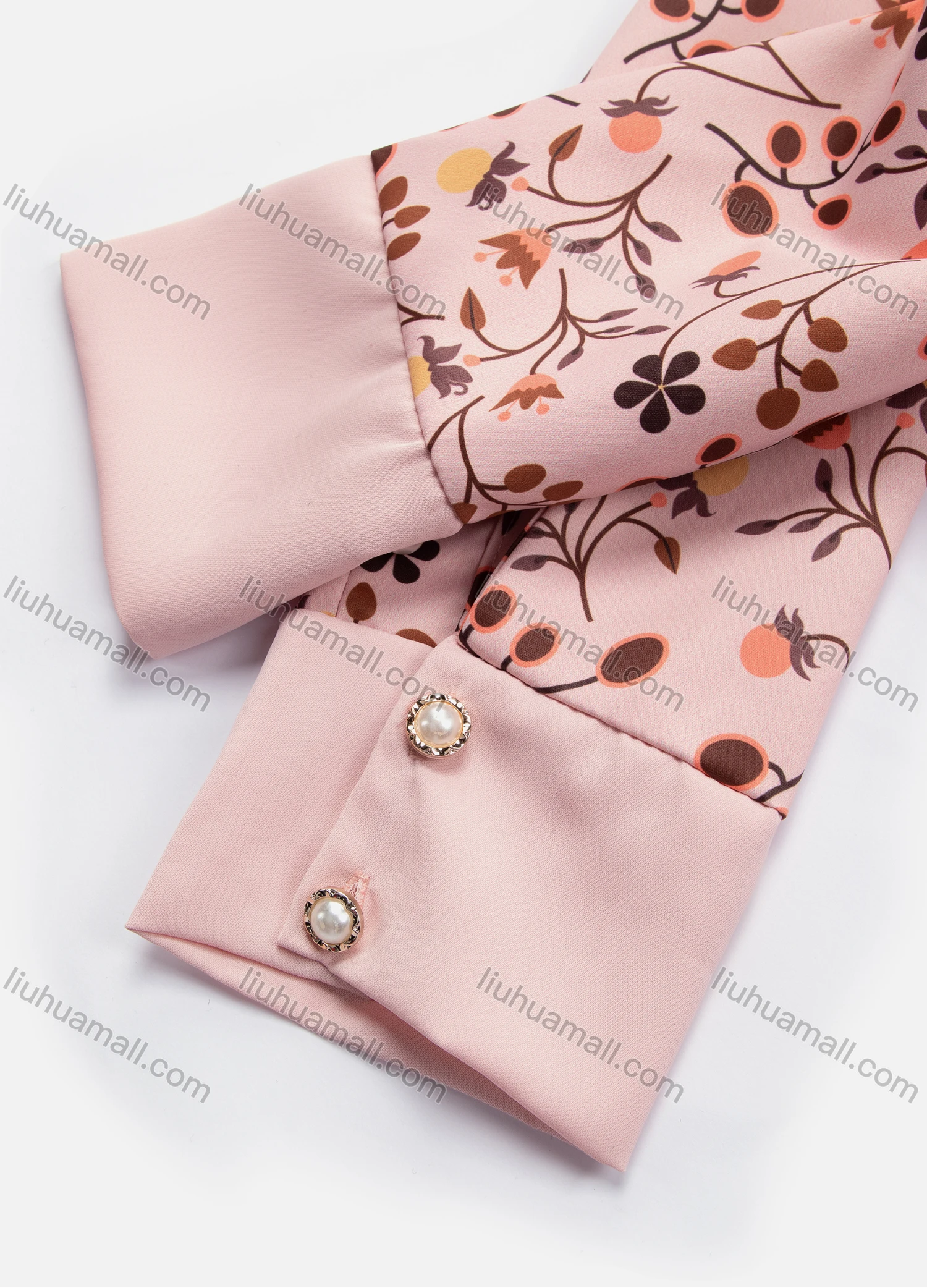 Wholesale Girls Floral Print Tie Neck Long Sleeve High Waist Ruffle Hem Maxi Dress - Liuhuamall