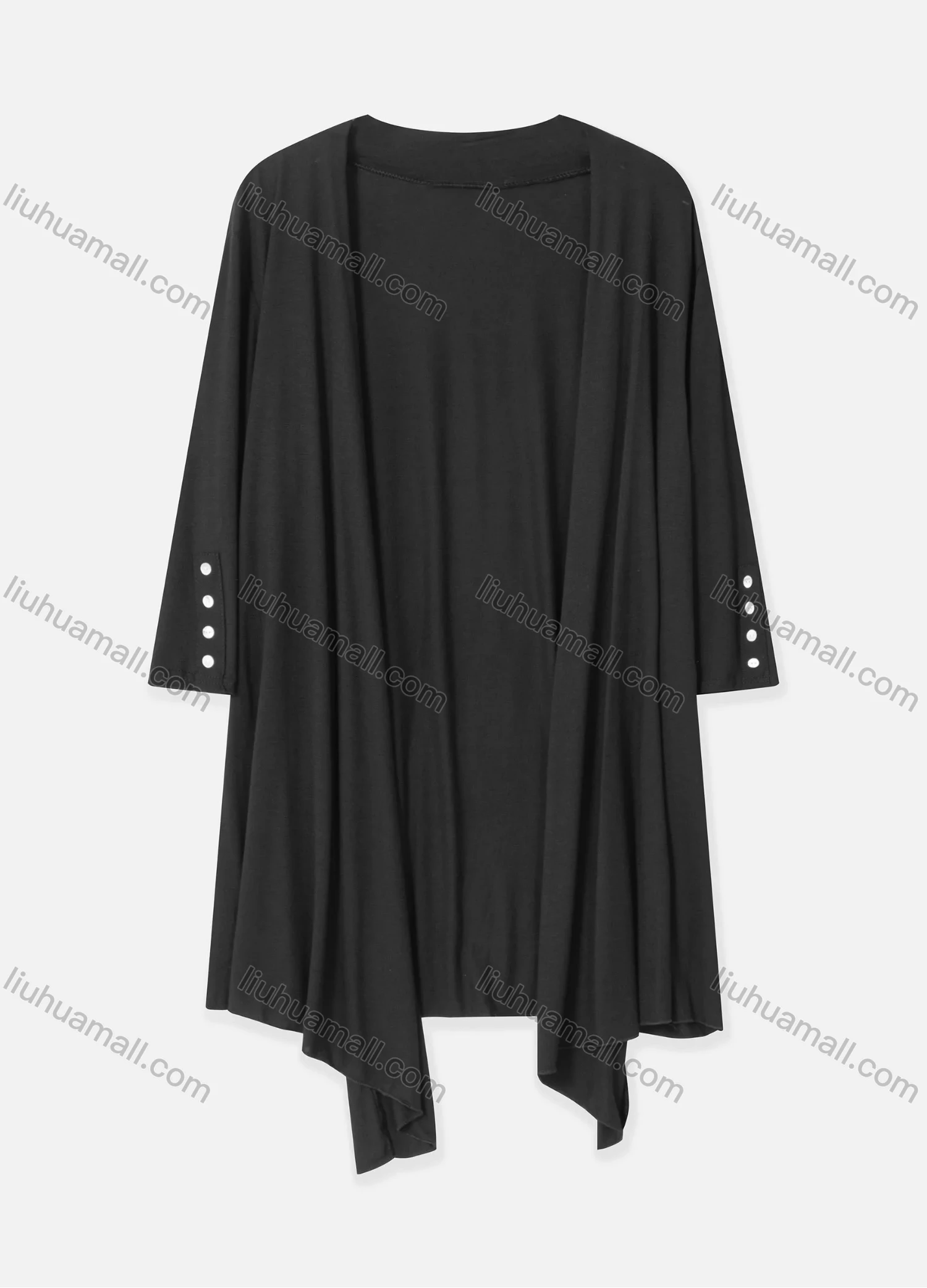 Wholesale Women's Causal Plain Long Sleeve Open Front Mid Length Cardigan - Liuhuamall