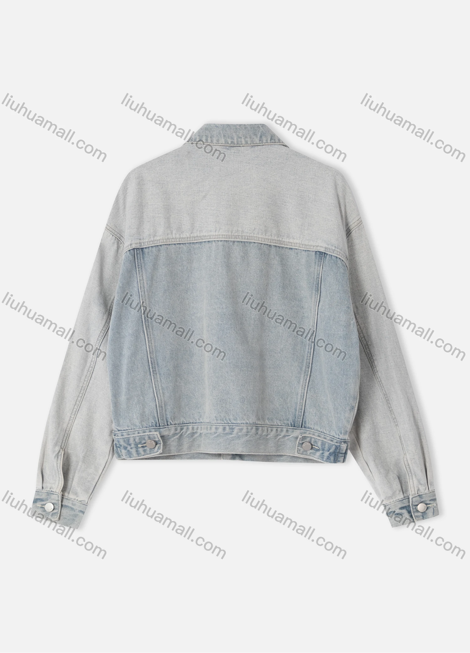 Wholesale Women's Casual Patchwork Long Sleeve Button Down Patch Pockets Denim Jacket B002# - Liuhuamall