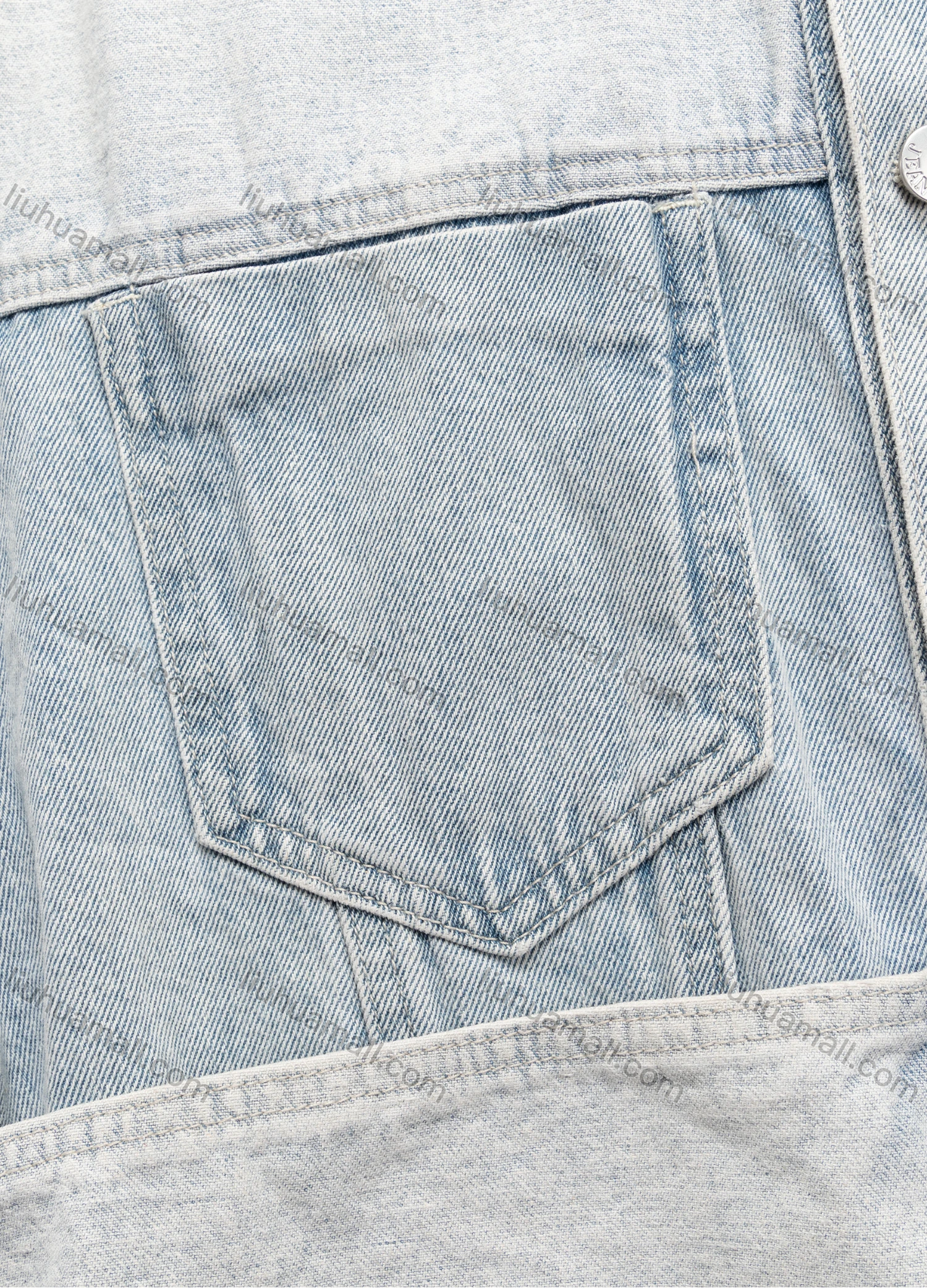 Wholesale Women's Casual Patchwork Long Sleeve Button Down Patch Pockets Denim Jacket B002# - Liuhuamall