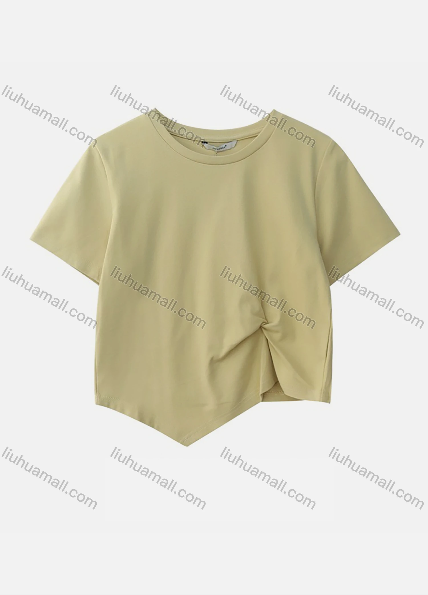 Wholesale Women's Casual Plain Round Neck Short Sleeve Twist Tee 1001# - Liuhuamall