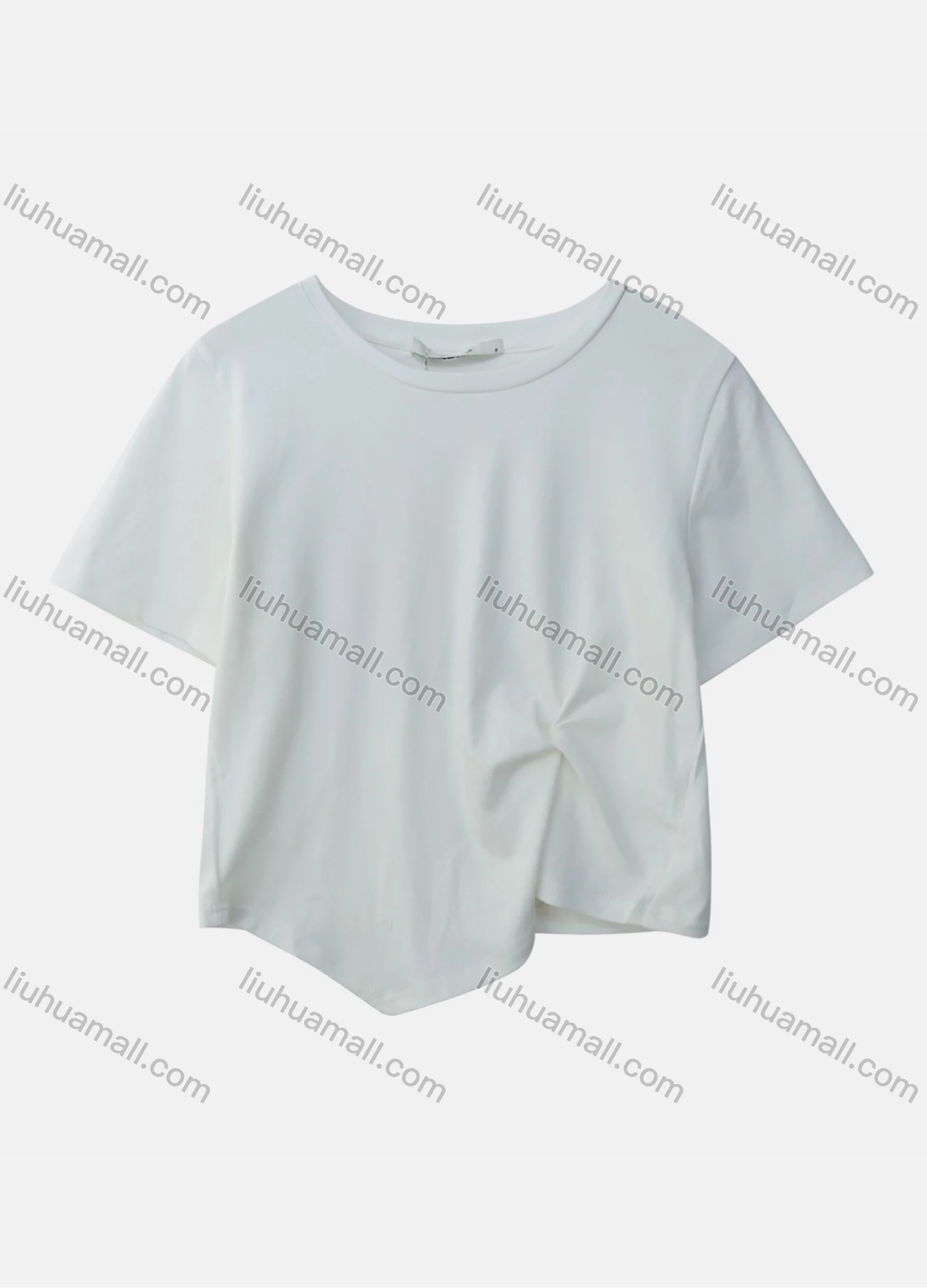 Wholesale Women's Casual Plain Round Neck Short Sleeve Twist Tee 1001# - Liuhuamall