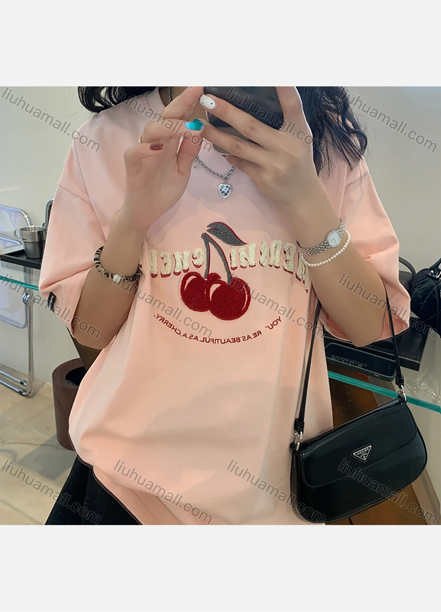 Wholesale Women's Casual Graphic Round Neck Half Sleeve Tee 1005# - Liuhuamall