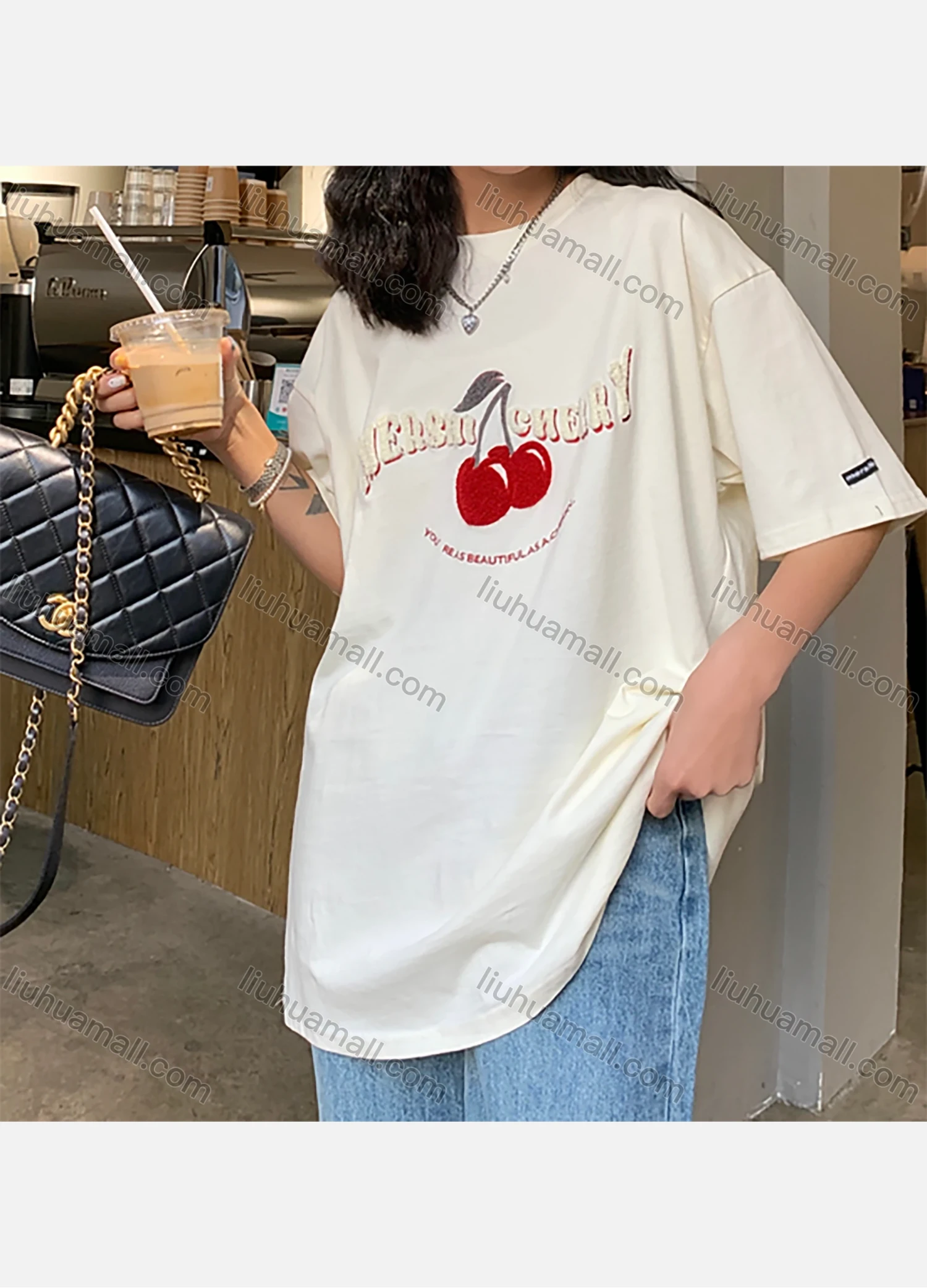 Wholesale Women's Casual Graphic Round Neck Half Sleeve Tee 1005# - Liuhuamall