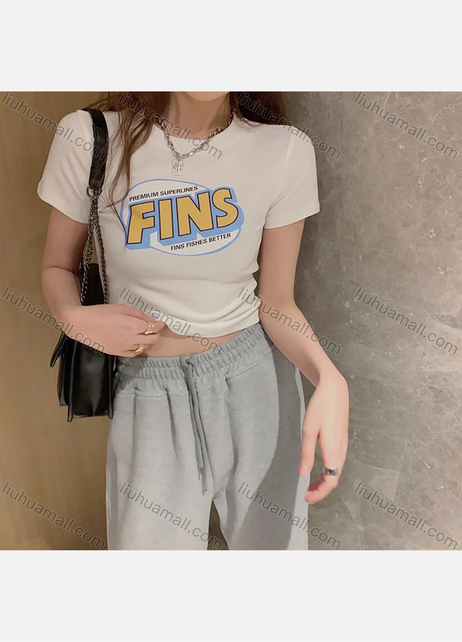 Wholesale Women's Casual Letter Graphic Round Neck Short Sleeve Tee 1013# - Liuhuamall