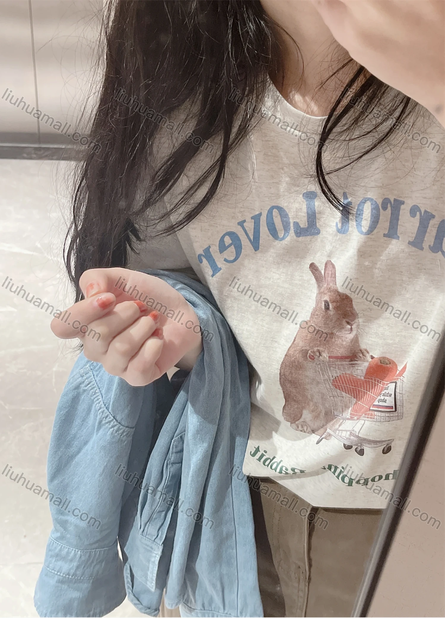 Wholesale Women's Casual Graphic Round Neck Short Sleeve Tee 1018# - Liuhuamall