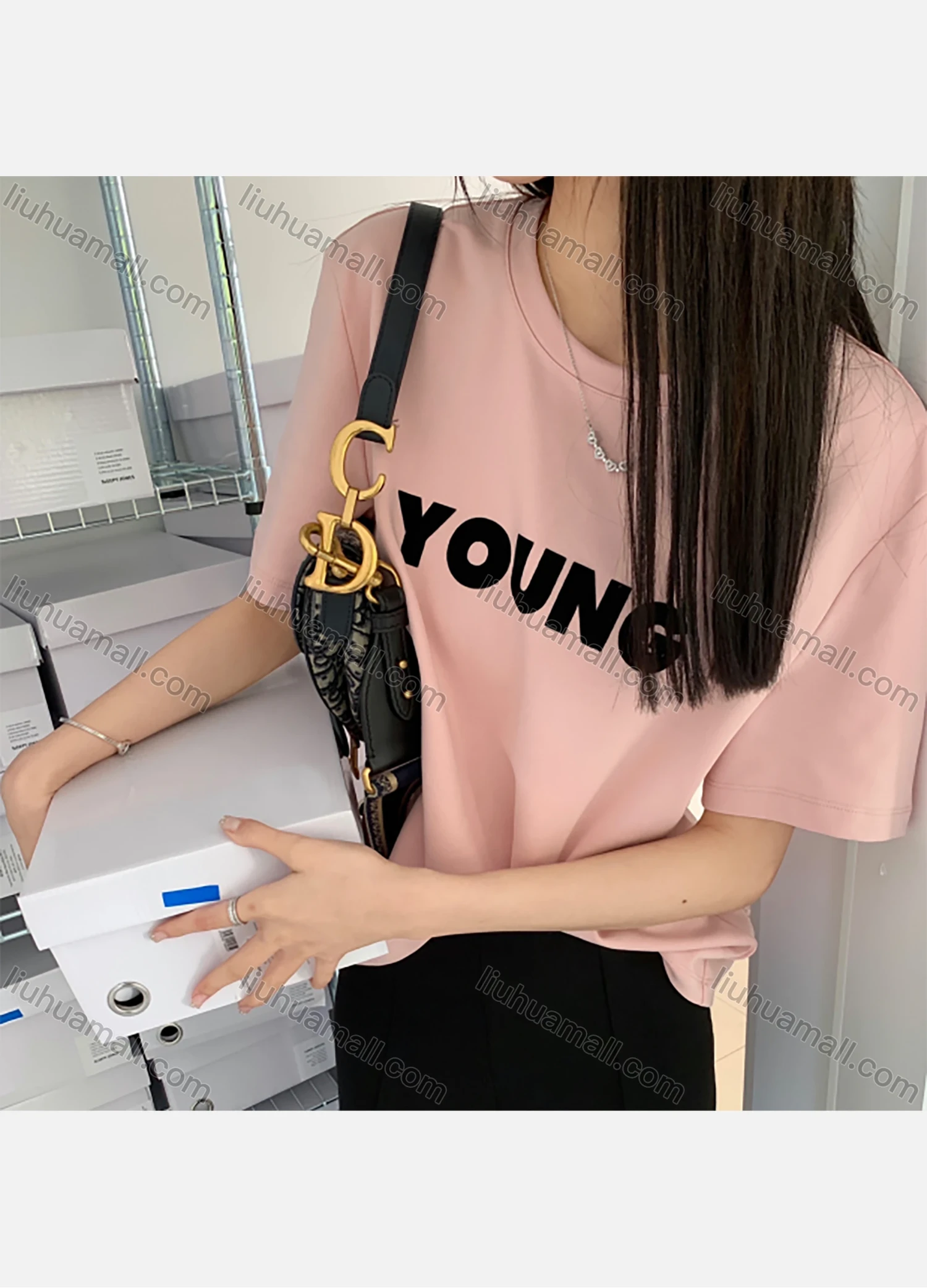 Wholesale Women's Casual Letter Print Round Neck Short Sleeve Tee 1022# - Liuhuamall