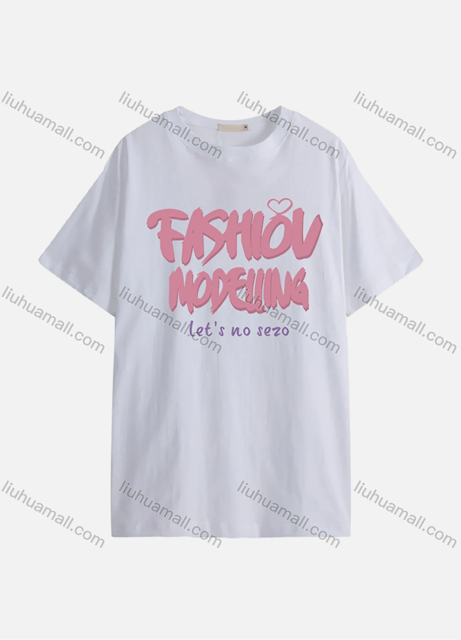 Wholesale Women's Casual Letter Print Round Neck Short Sleeve Tee 1030# - Liuhuamall