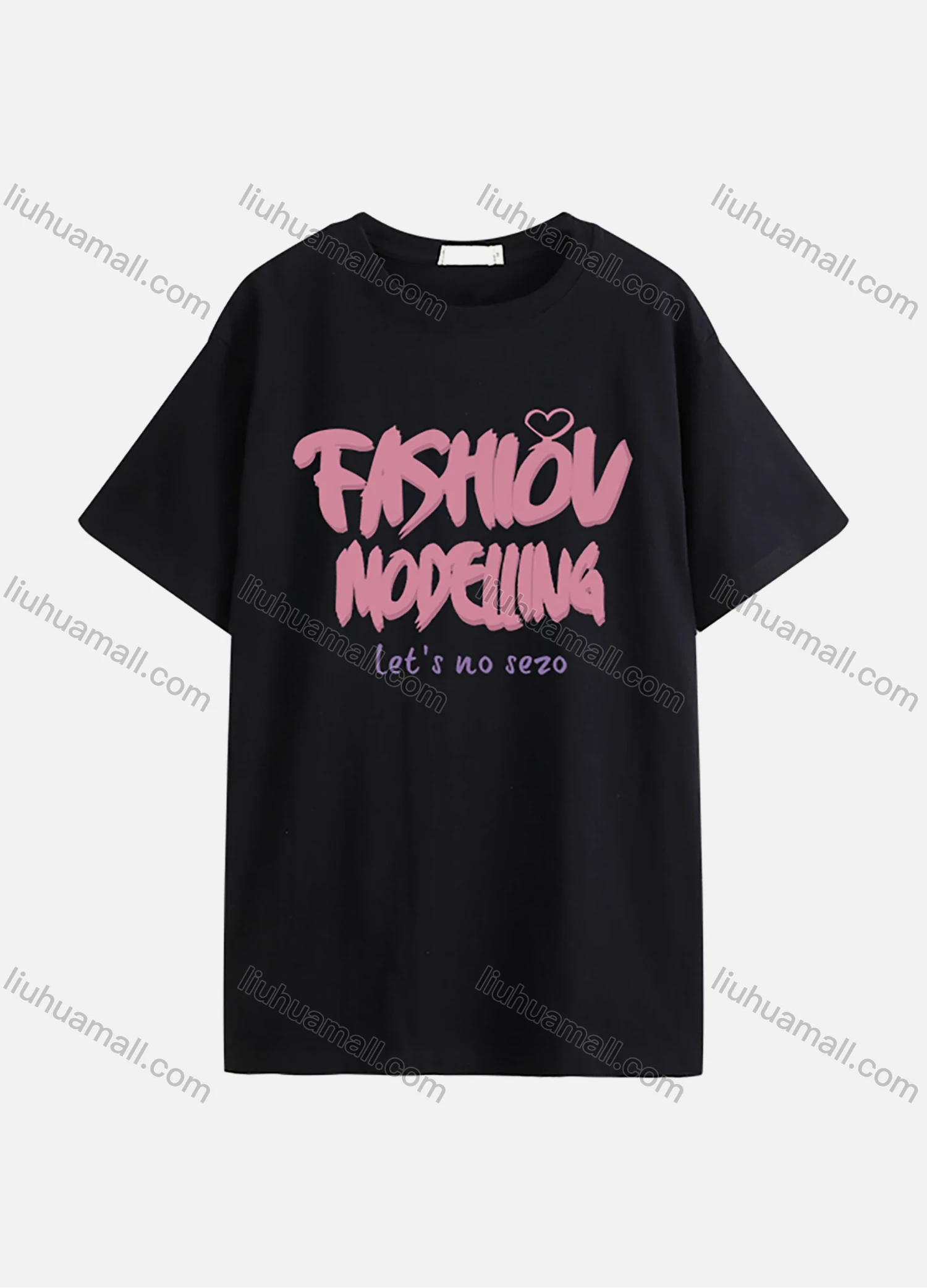 Wholesale Women's Casual Letter Print Round Neck Short Sleeve Tee 1030# - Liuhuamall
